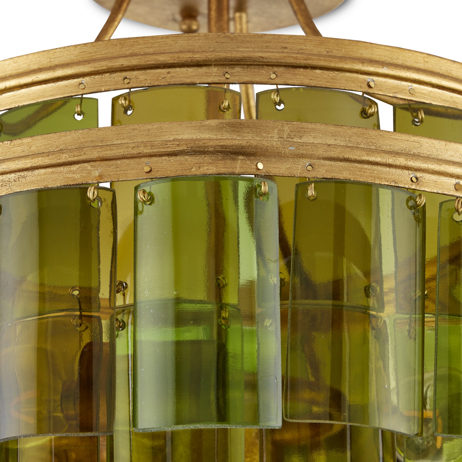 Three Light Semi-Flush Mount from the Vintner collection in Contemporary Gold Leaf/Green finish