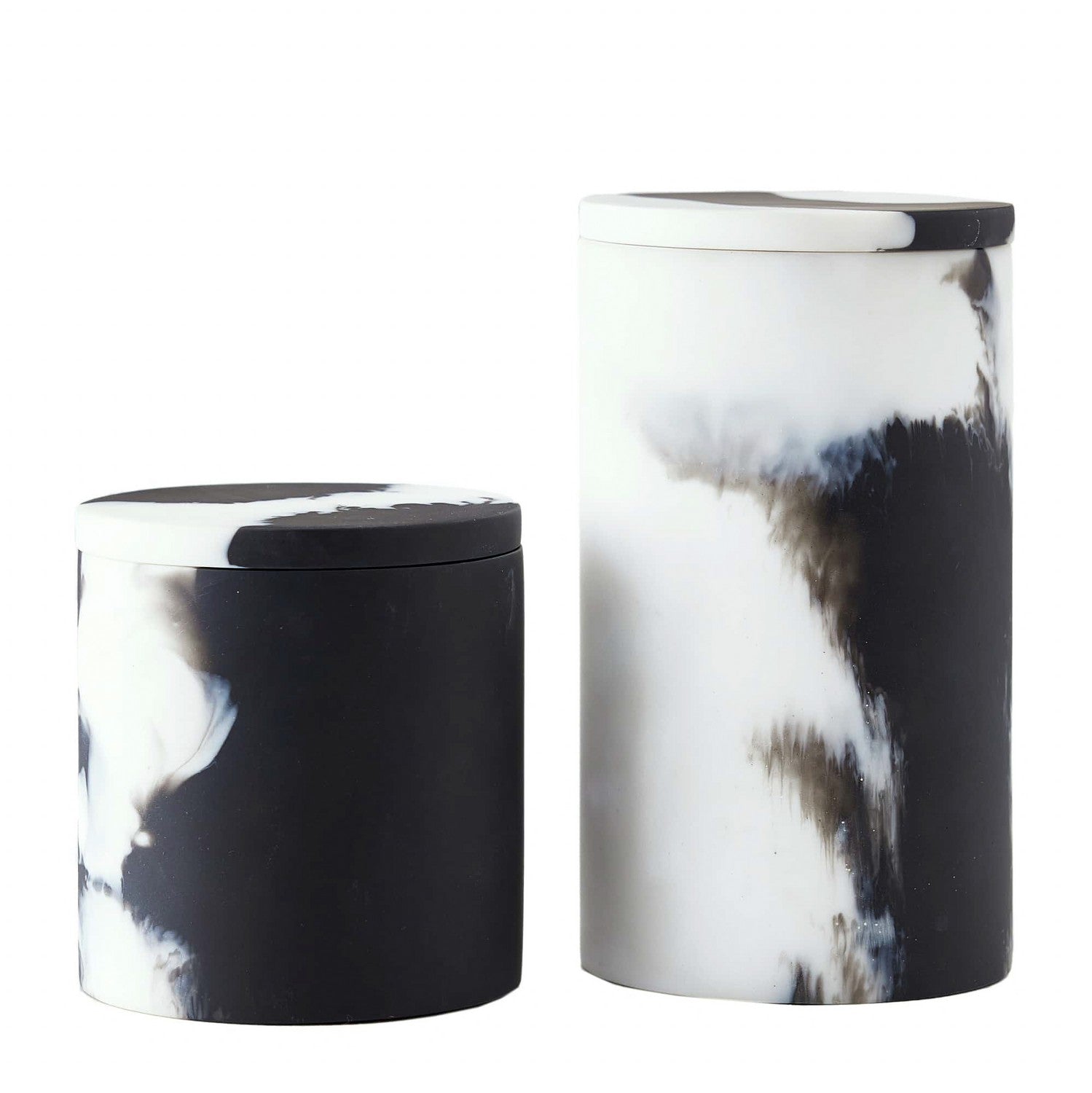 Containers, Set of 2 from the Hollie collection in Black & White finish