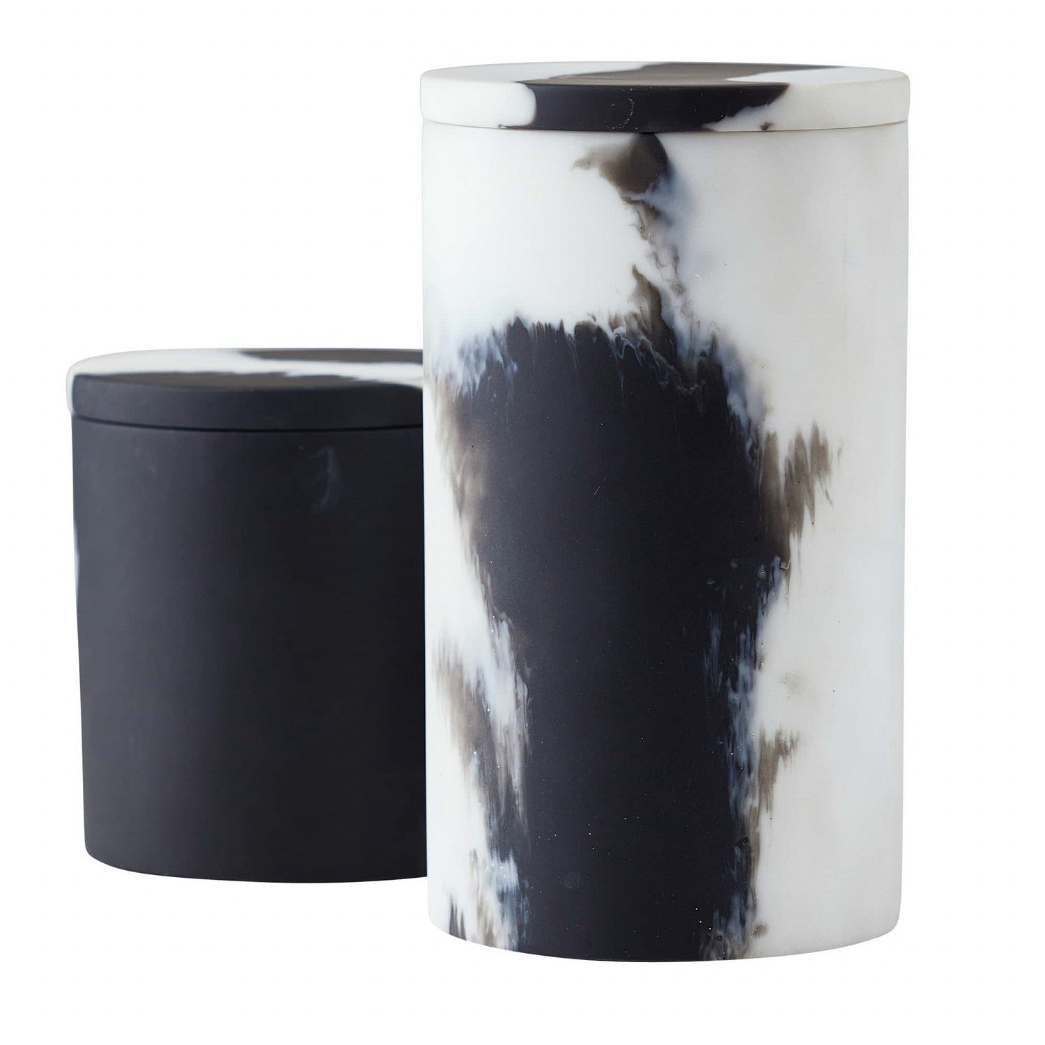 Containers, Set of 2 from the Hollie collection in Black & White finish