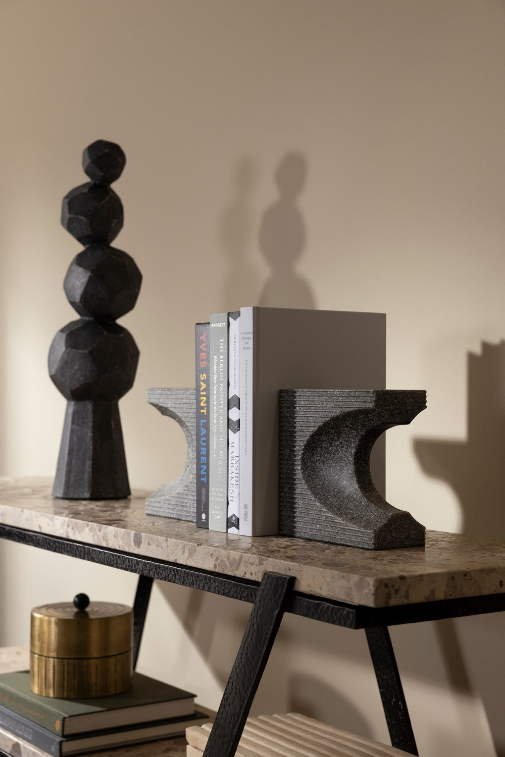 Sculpture from the Wilmot collection in Charcoal finish