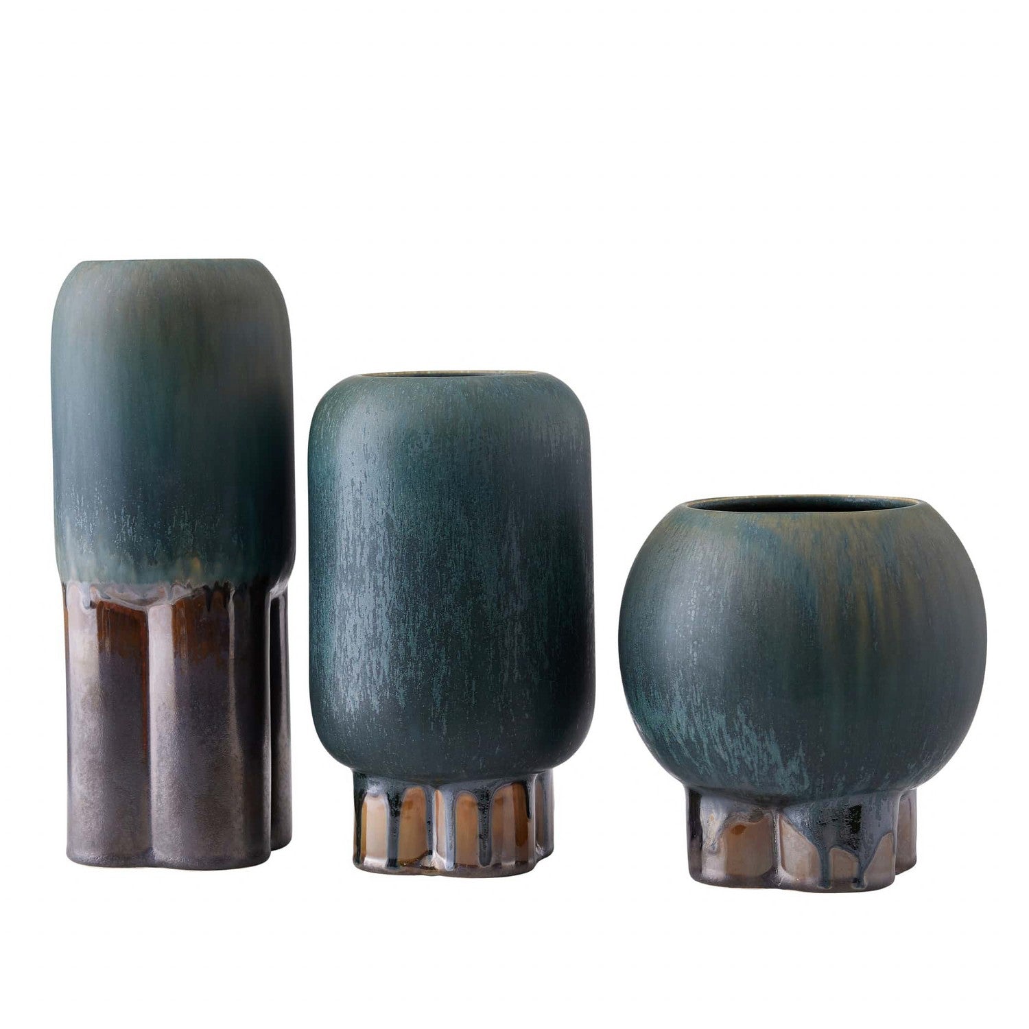 Vases, Set of 3 from the Tutwell collection in Forest Reactive finish