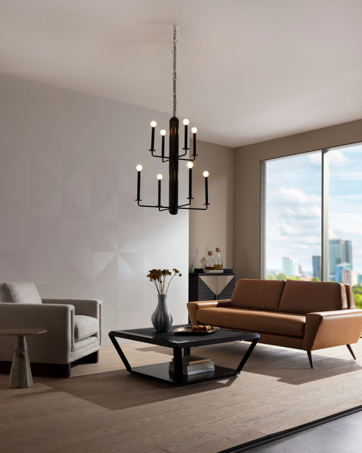 Eight Light Chandelier from the Walden collection in Graphite finish