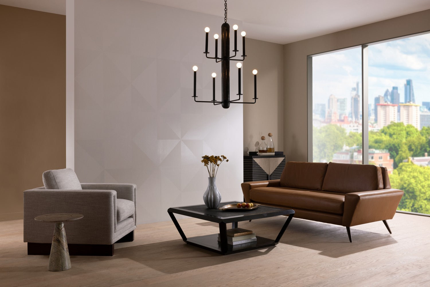 Eight Light Chandelier from the Walden collection in Graphite finish