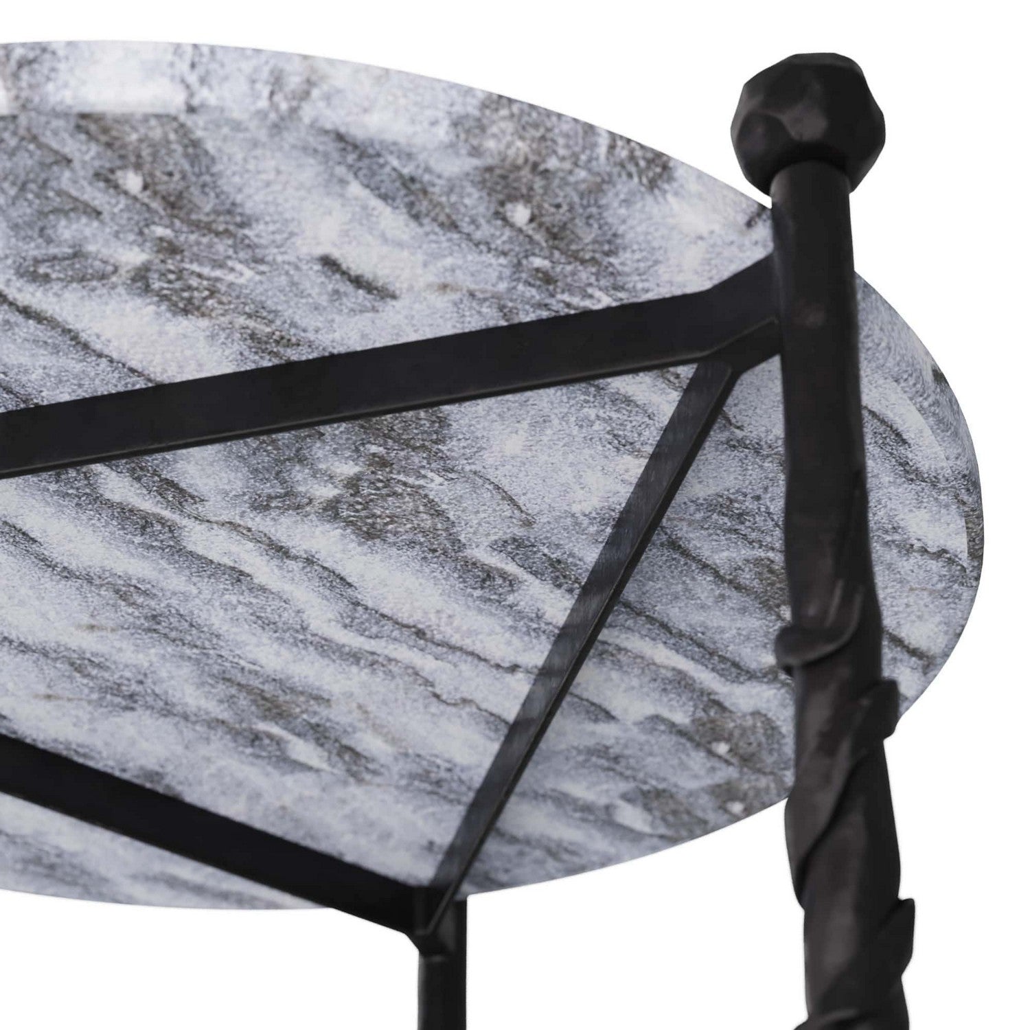 End Table from the Blackthorn collection in Galaxy Marble/Blackened Iron finish