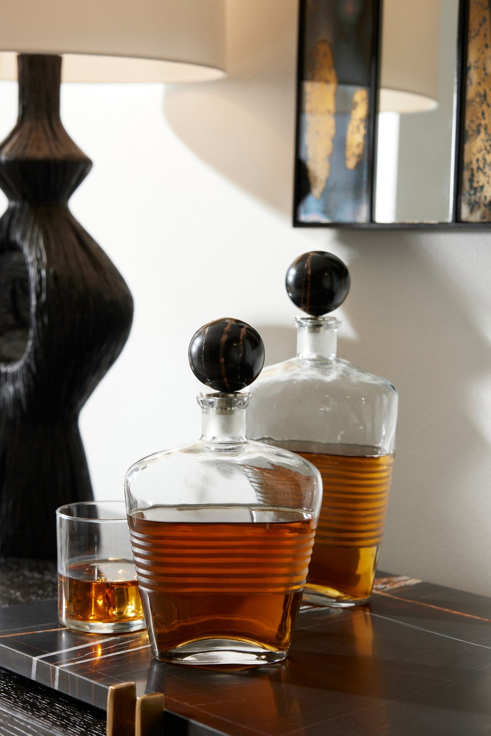 Decanters, Set of 2 from the Eaves collection in Clear/Bengal finish