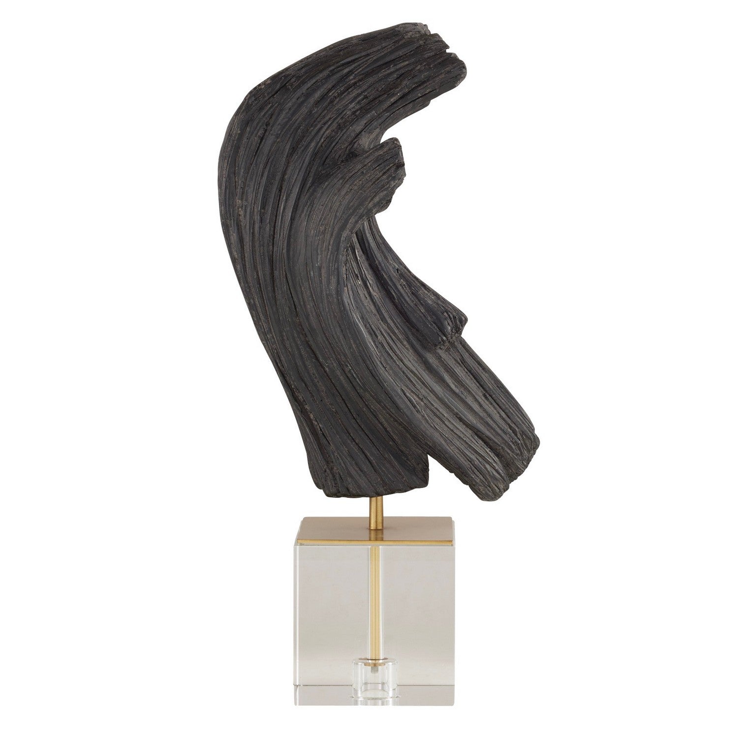 Sculpture from the Edris collection in Ebony/Antique Brass/Clear finish