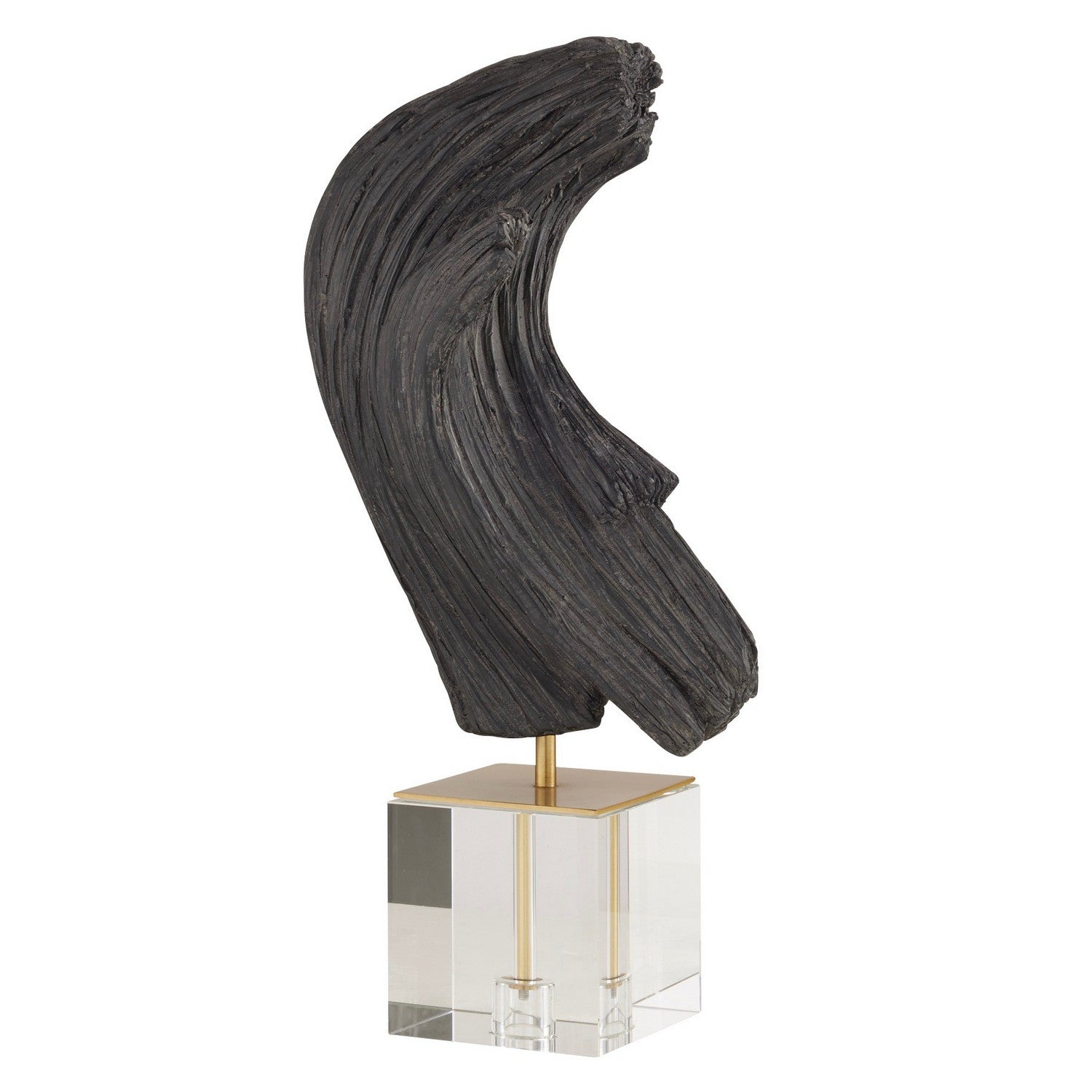 Sculpture from the Edris collection in Ebony/Antique Brass/Clear finish