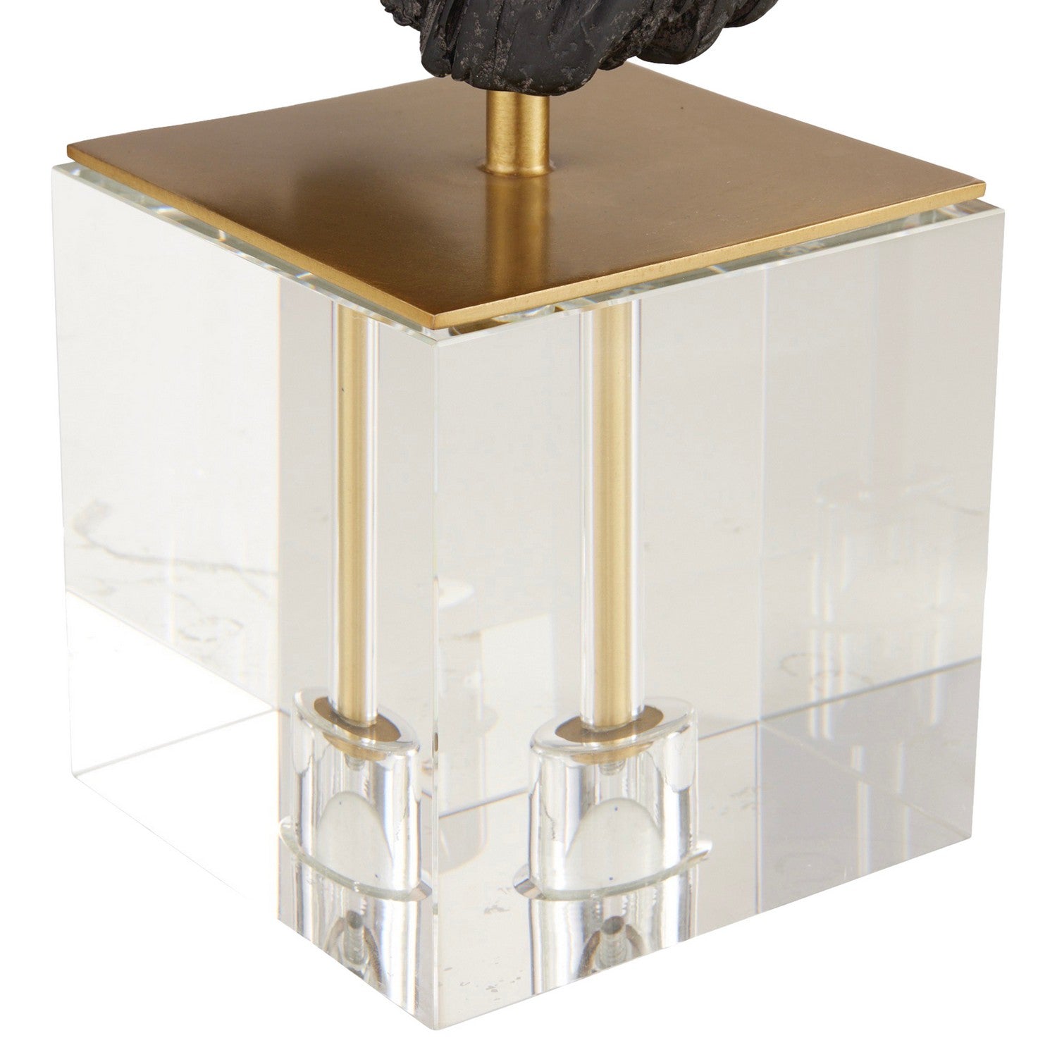 Sculpture from the Edris collection in Ebony/Antique Brass/Clear finish