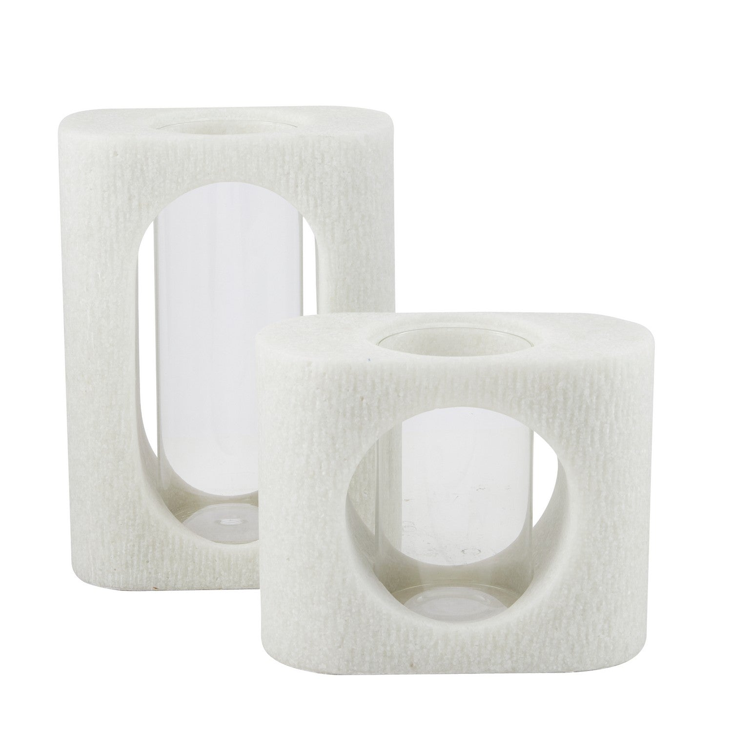 Vases, Set of 2 from the Emilie collection in Ivory/Clear finish