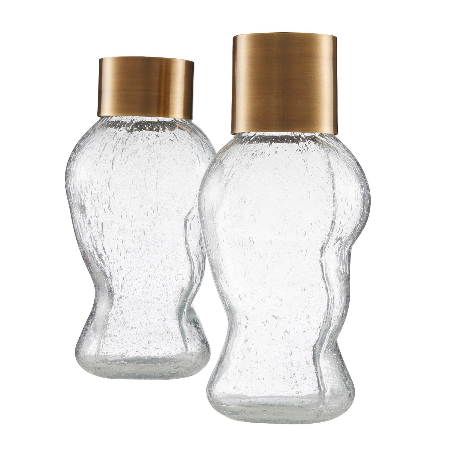 Vases, Set of 2 from the Decker collection in Clear/Vintage Brass/Bronze finish