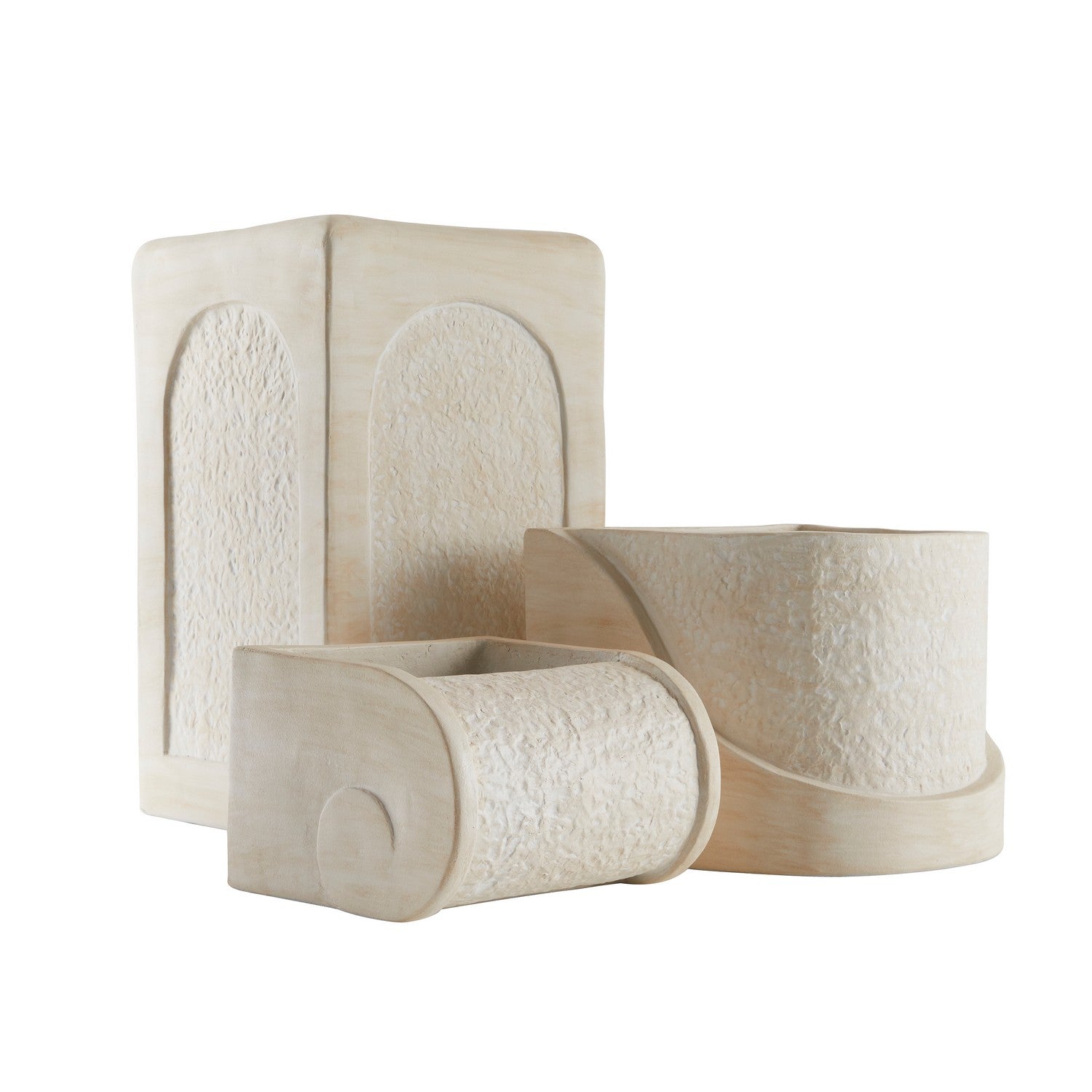 Planters, Set of 3 from the Callies collection in Ivory/Ivory/Clear finish