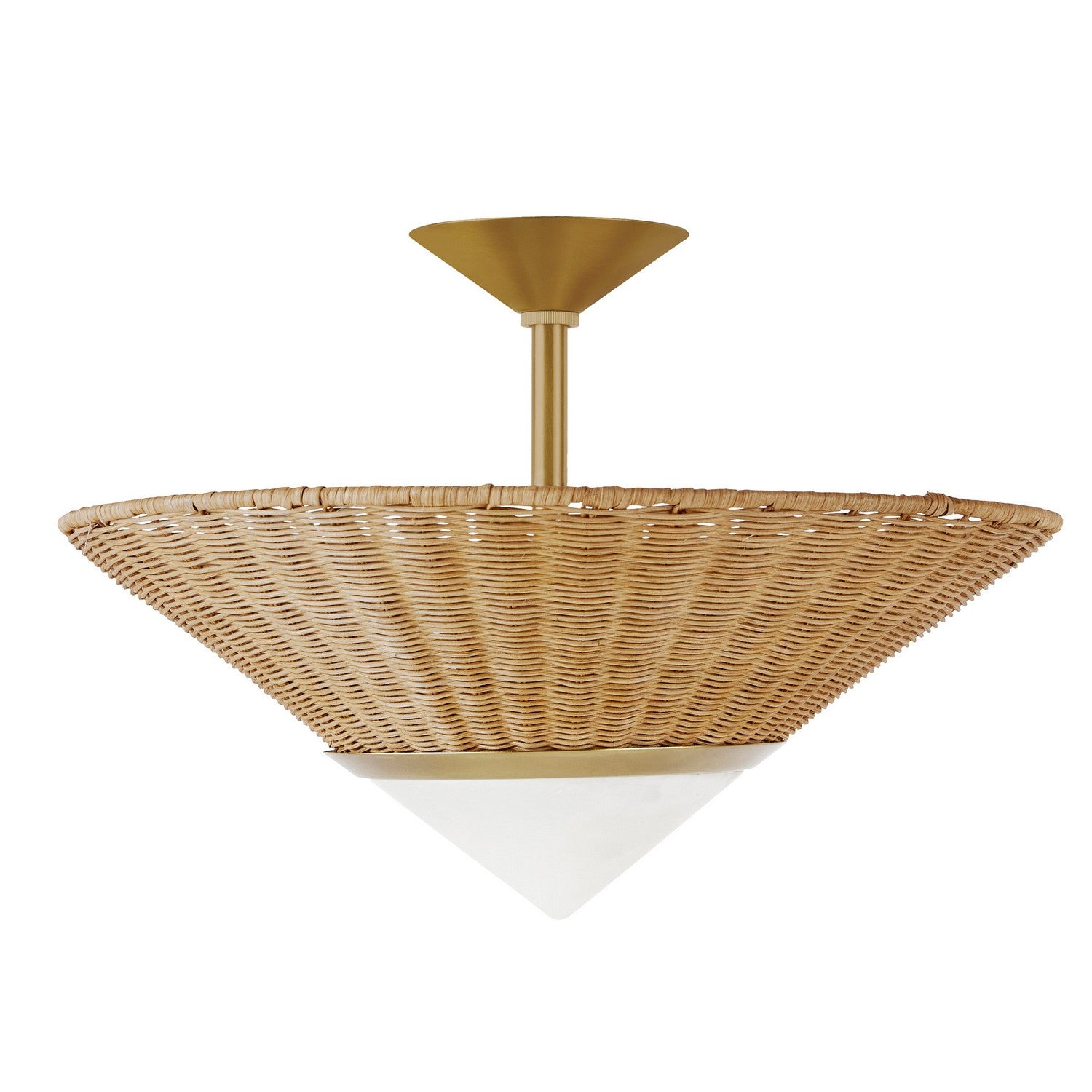 Three Light Flush Mount from the Calista collection in Natural/White/Antique Brass finish