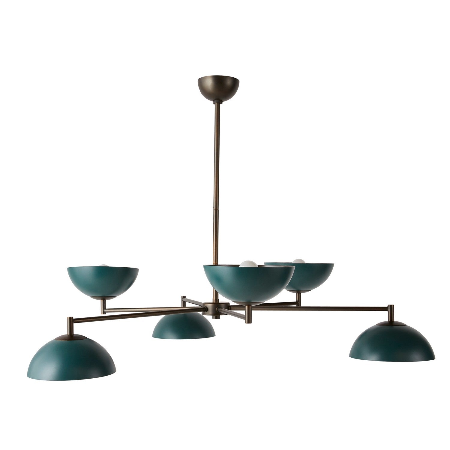 Six Light Chandelier from the Evansville collection in Aegean/English Bronze finish