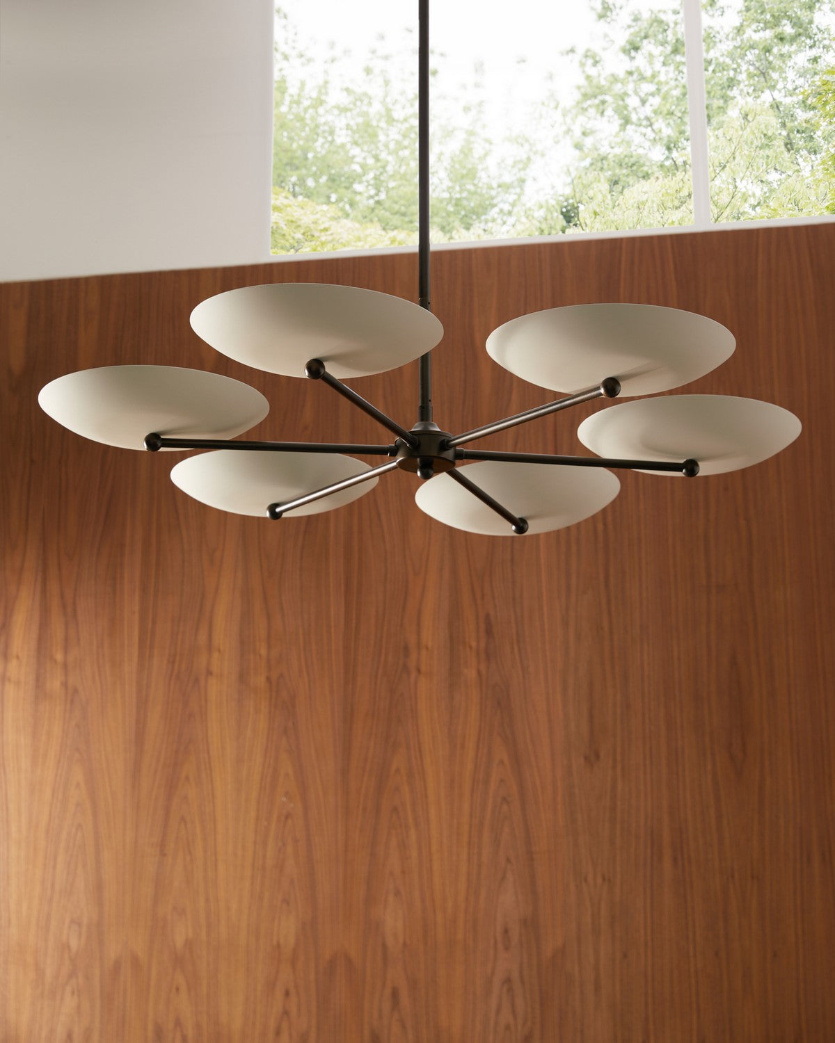 Six Light Chandelier from the Griffith collection in Bone/English Bronze finish