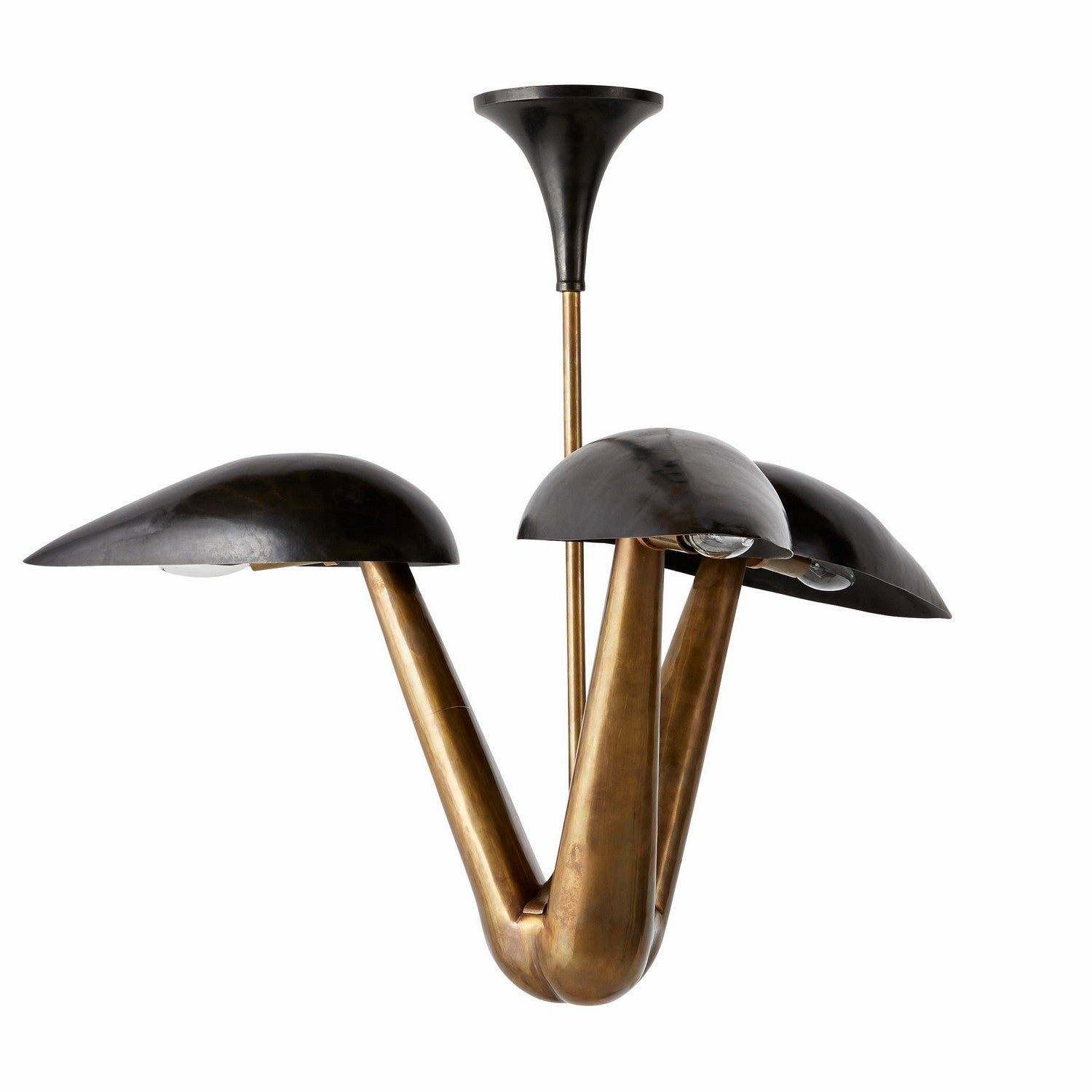 Three Light Chandelier from the Everglades collection in Blackened Iron/Antique Brass finish