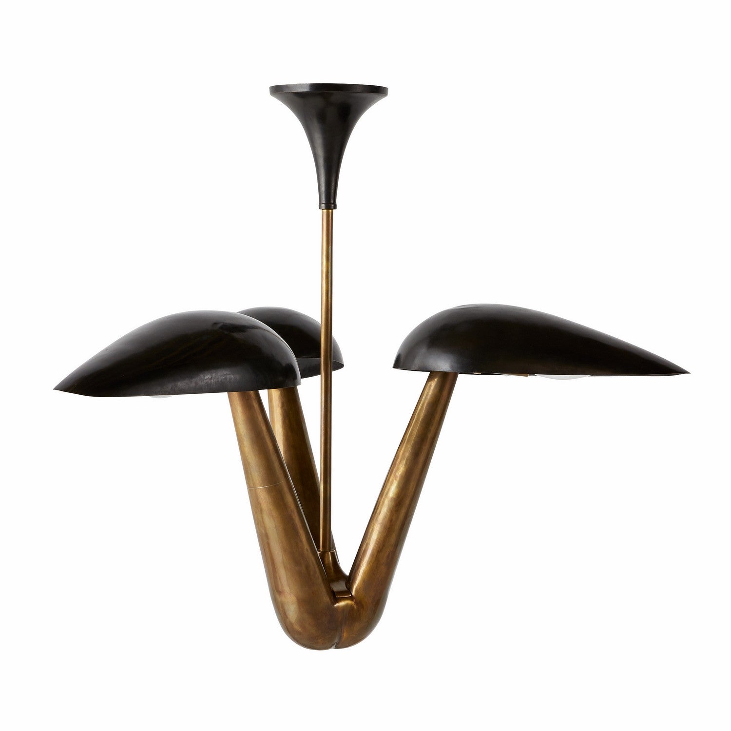 Three Light Chandelier from the Everglades collection in Blackened Iron/Antique Brass finish