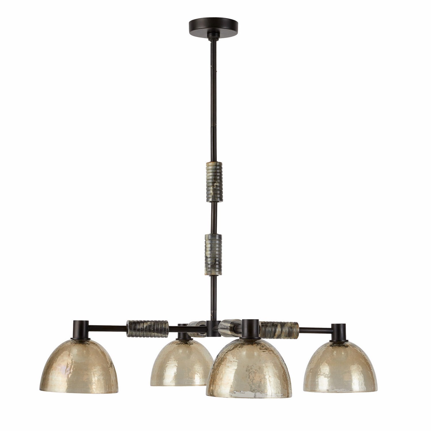 Four Light Chandelier from the Eli collection in Blackened Iron/Smoke/Black finish