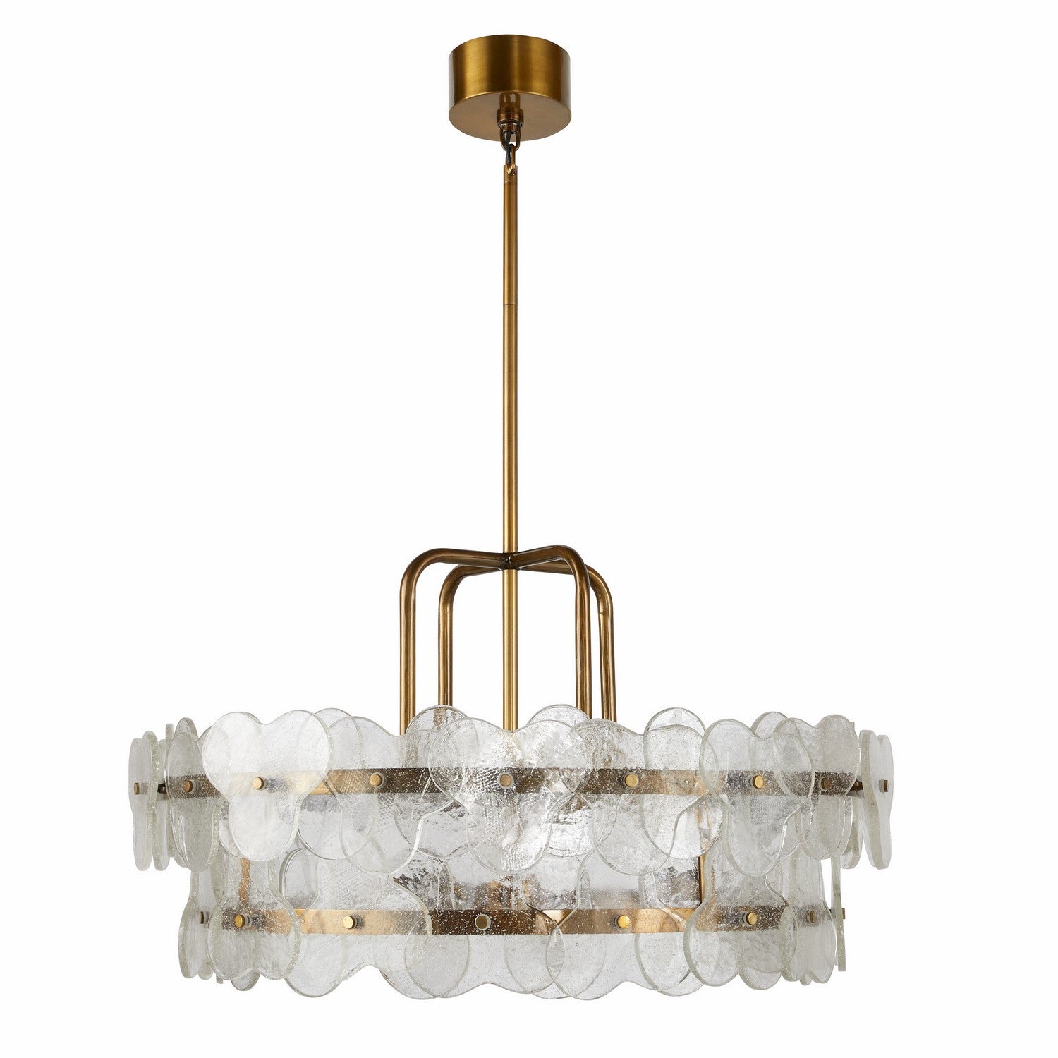 Four Light Chandelier from the Cascade collection in Clear/Antique Brass finish