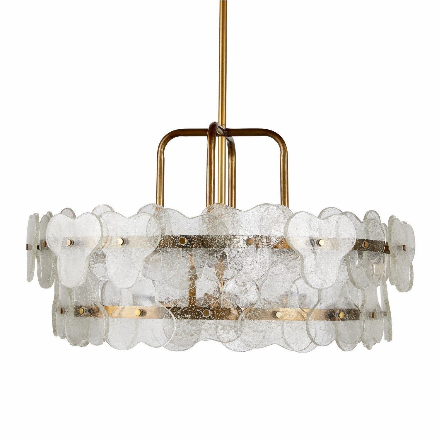 Four Light Chandelier from the Cascade collection in Clear/Antique Brass finish