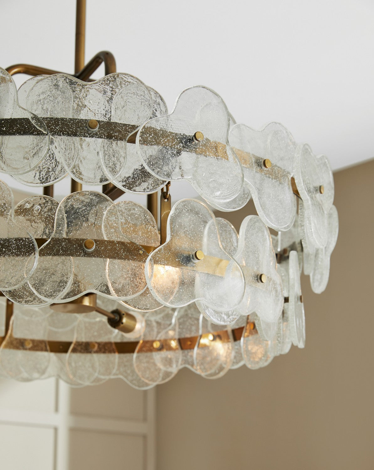 Four Light Chandelier from the Cascade collection in Clear/Antique Brass finish