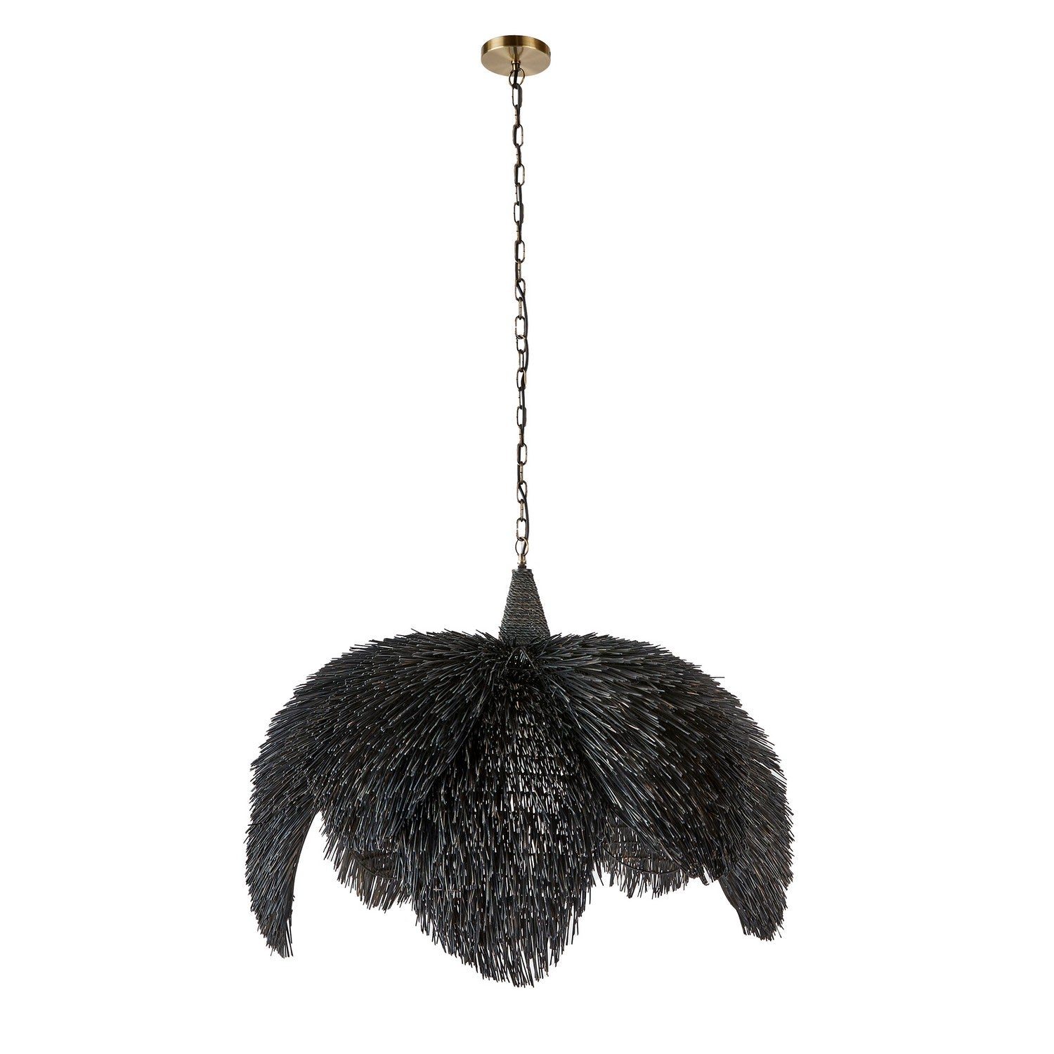 One Light Pendant from the Ezra collection in Black Wash/Antique Brass finish