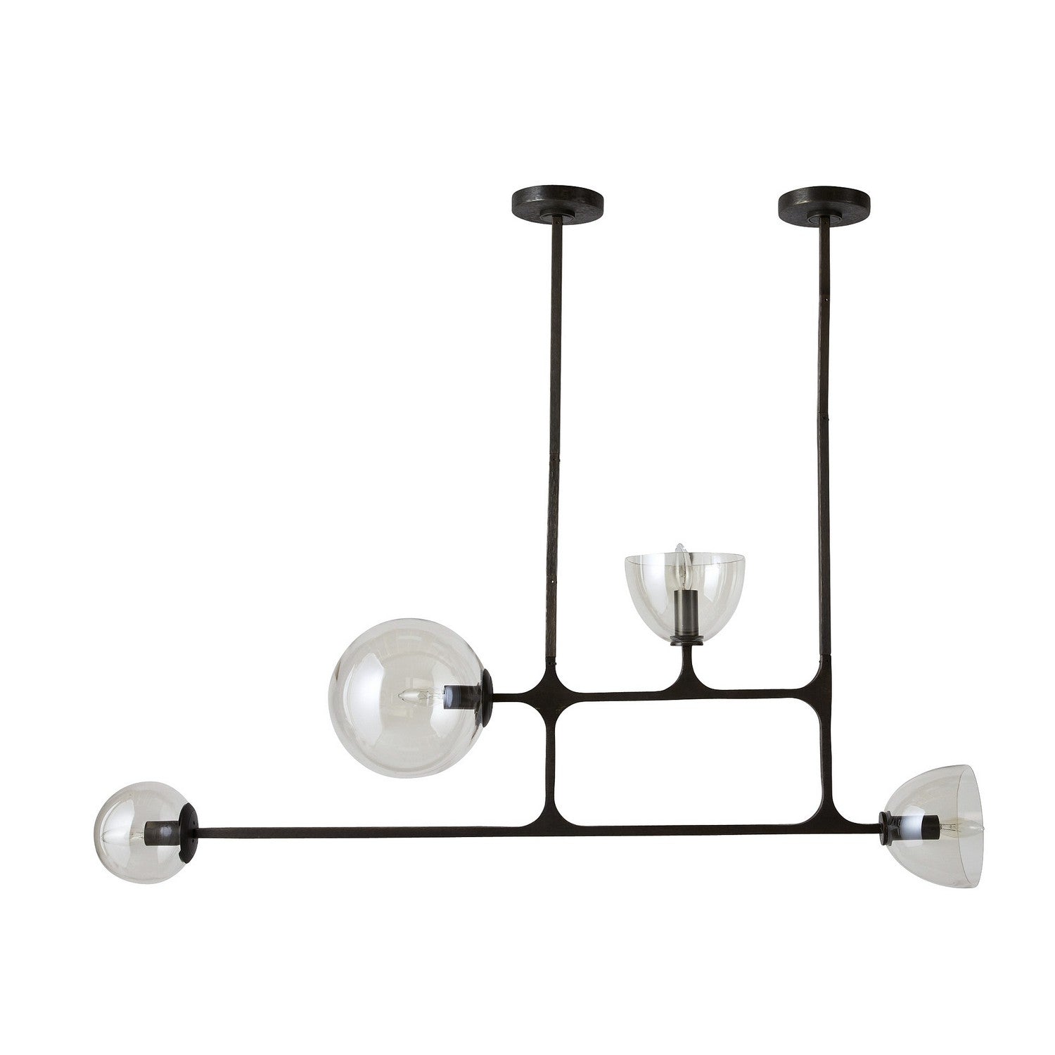 Four Light Linear Chandelier from the Dillon collection in English Bronze/Smoke finish