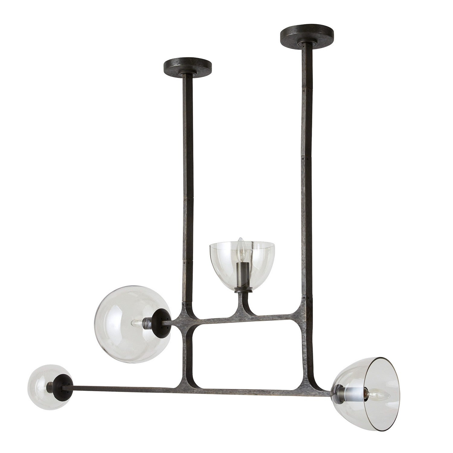 Four Light Linear Chandelier from the Dillon collection in English Bronze/Smoke finish