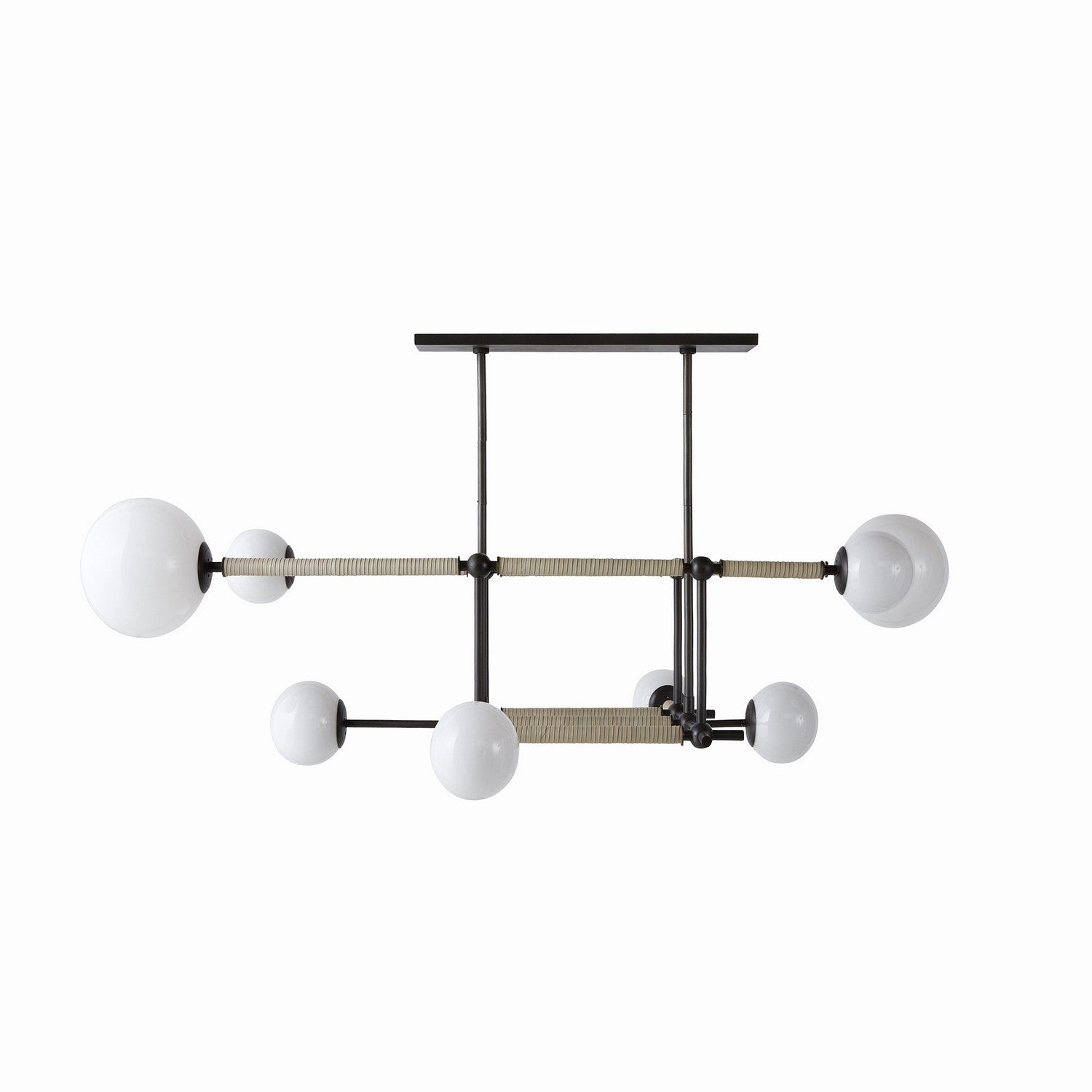 Eight Light Linear Chandelier from the Erica collection in English Bronze/Opal/Taupe finish