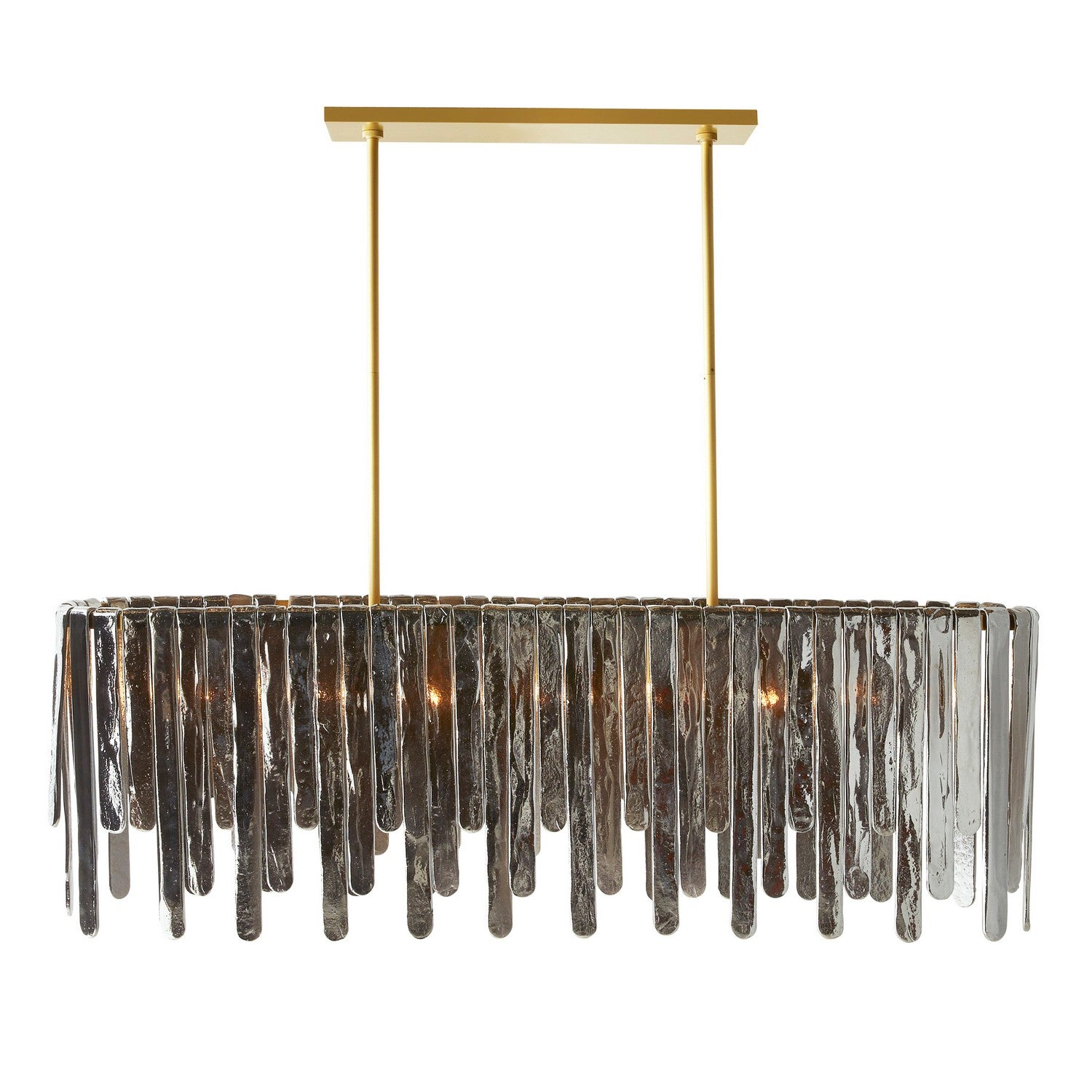 Seven Light Chandelier from the Leighton collection in Smoke Luster/Antique Brass finish