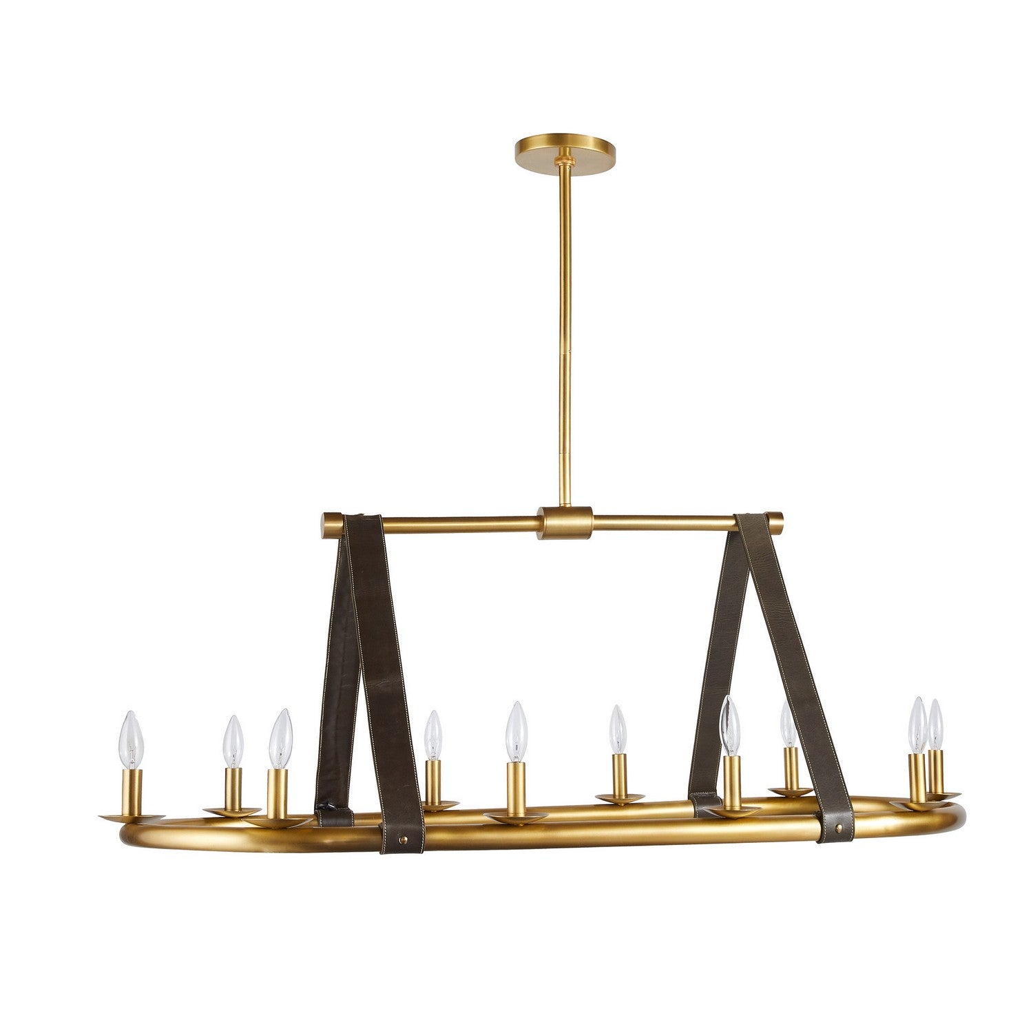 Ten Light Linear Chandelier from the Englewood collection in Antique Brass/Moss finish