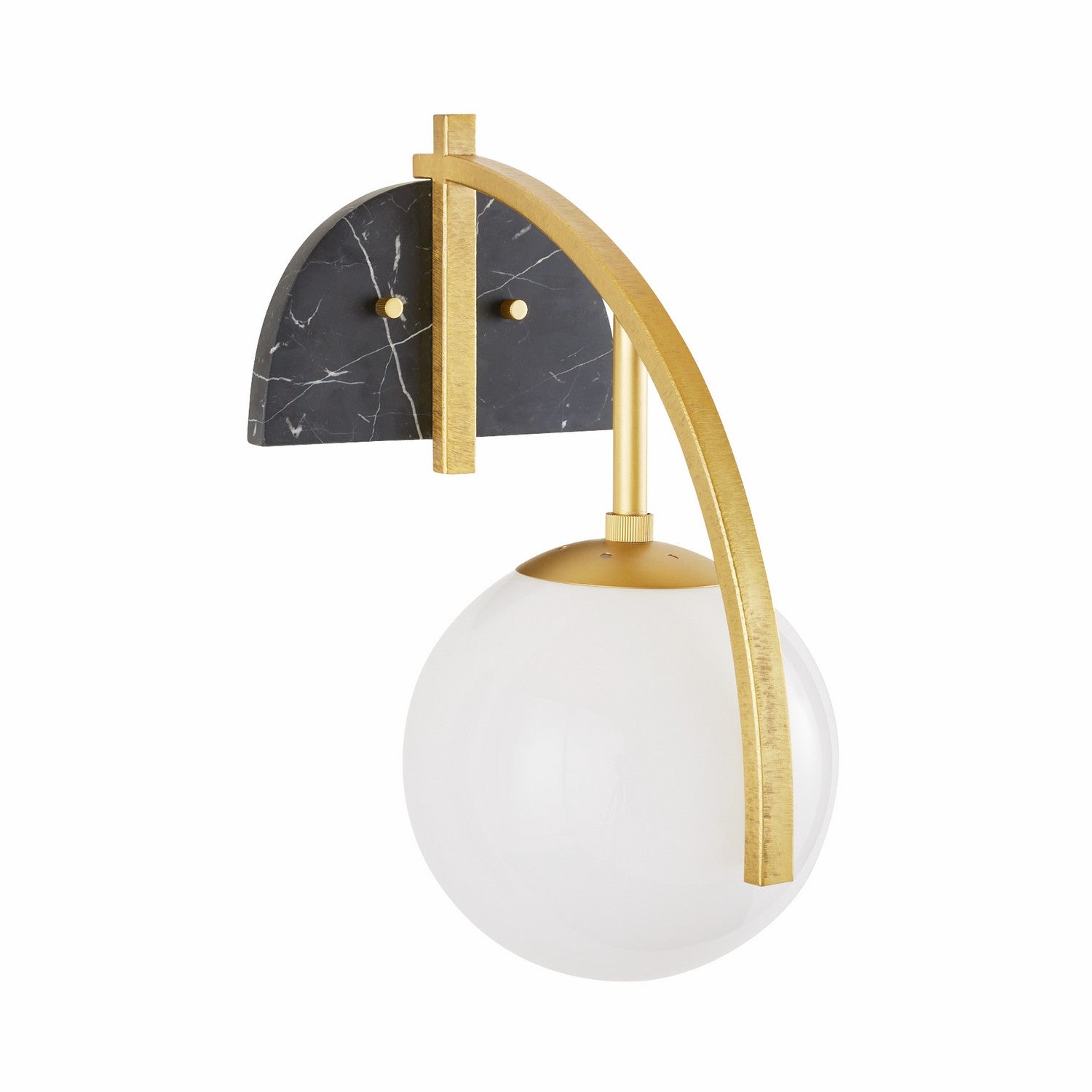 One Light Wall Sconce from the Dipper collection in Opal/Antique Brass/Black finish