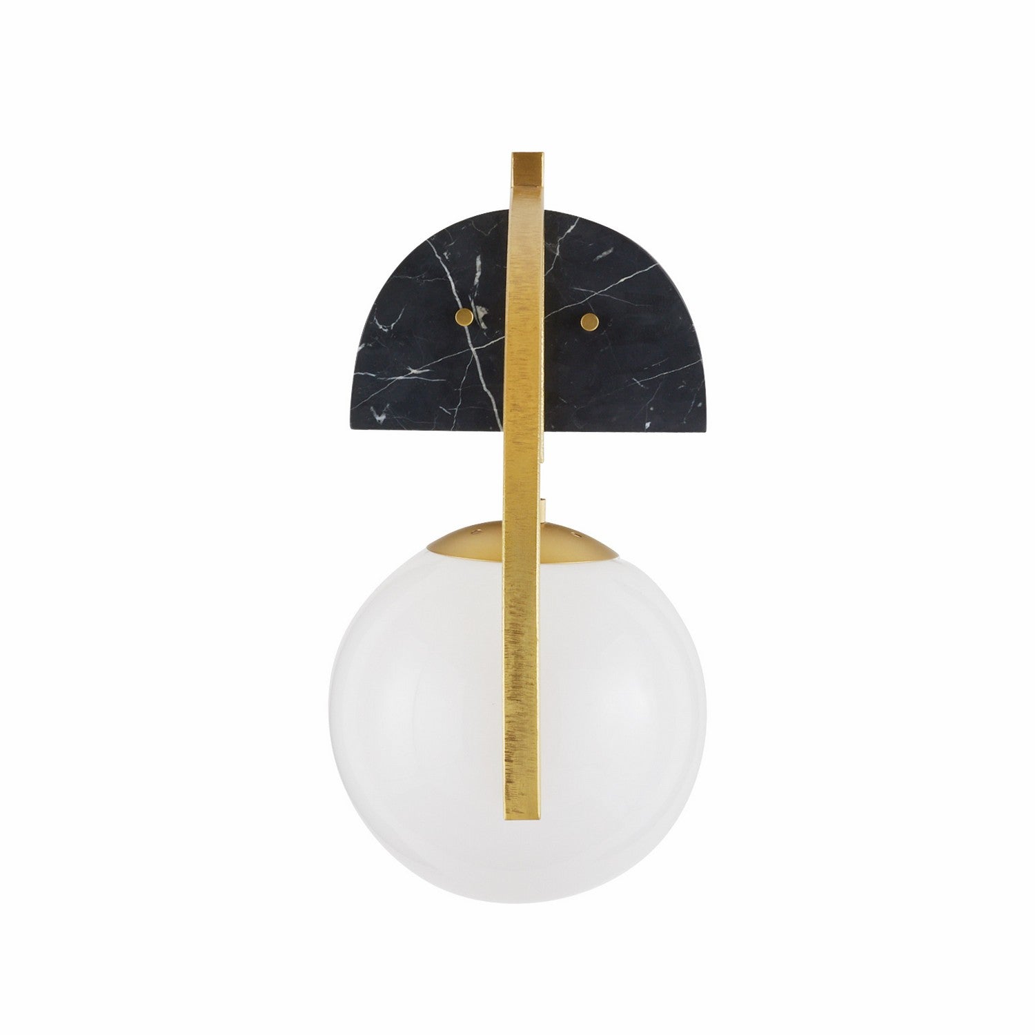 One Light Wall Sconce from the Dipper collection in Opal/Antique Brass/Black finish