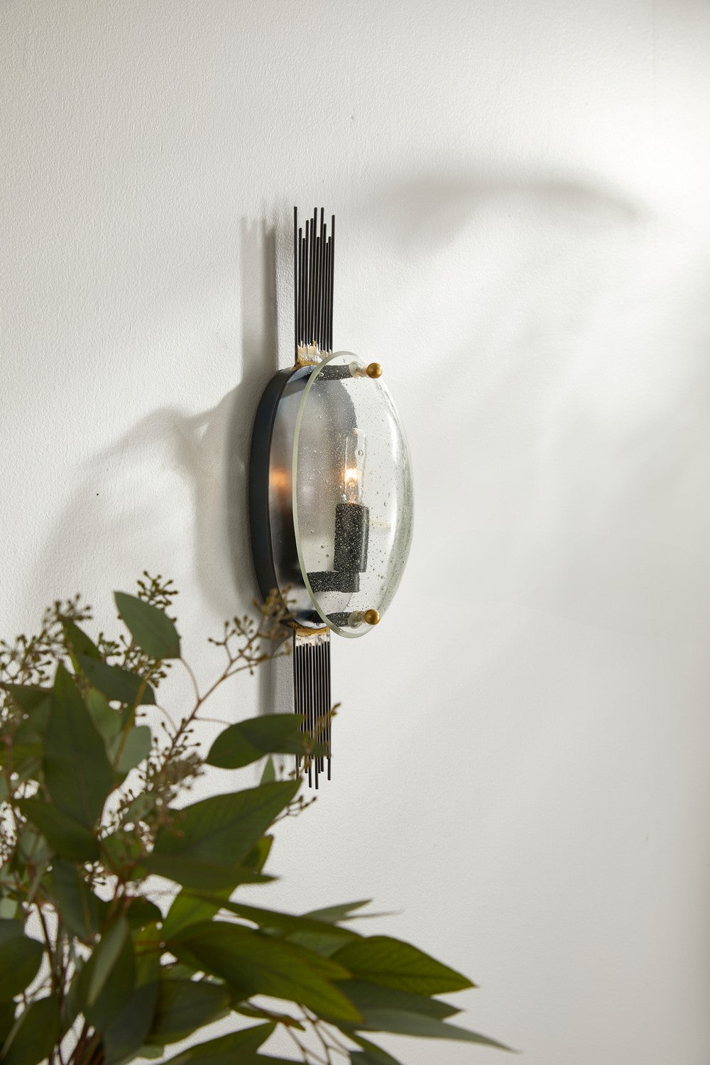 One Light Wall Sconce from the Ernest collection in Clear/Natural/Antique Brass finish