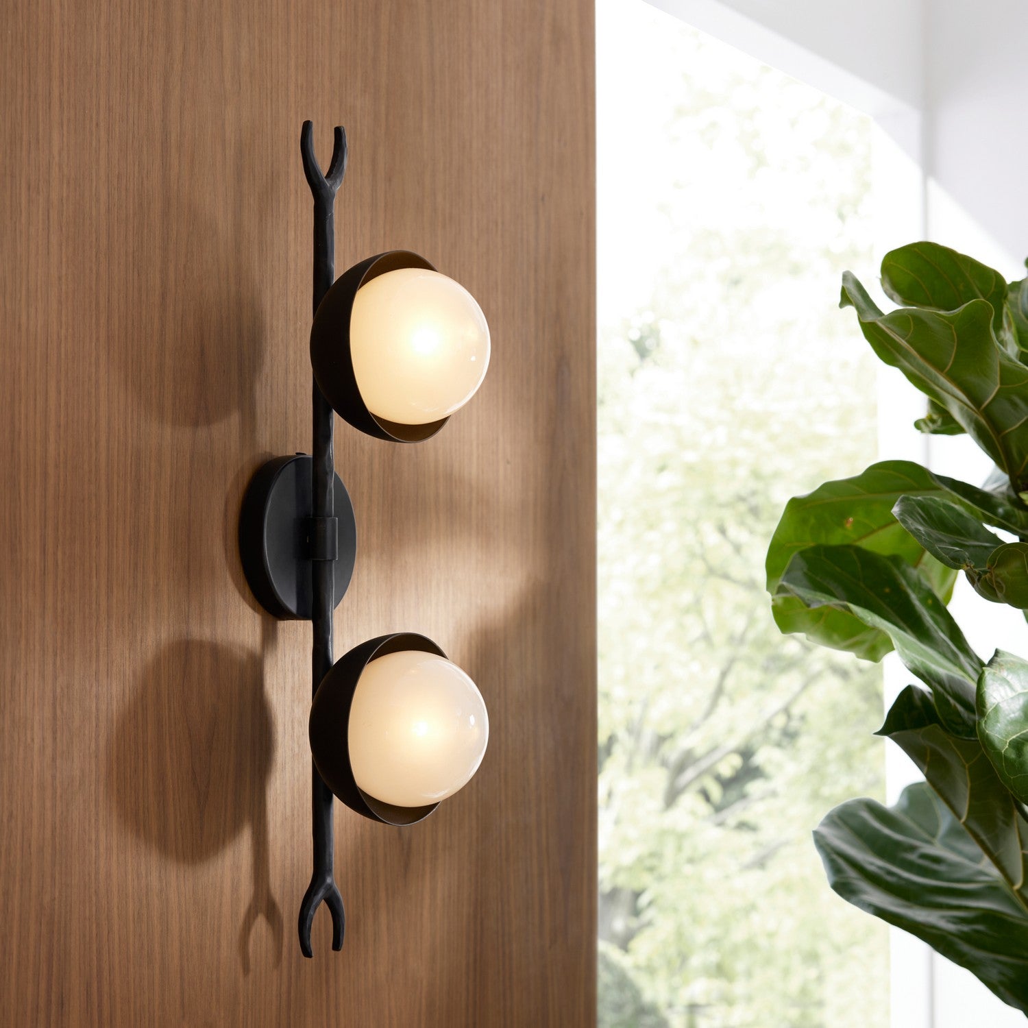 Two Light Wall Sconce from the Churchill collection in Blackened Iron/Frosted finish