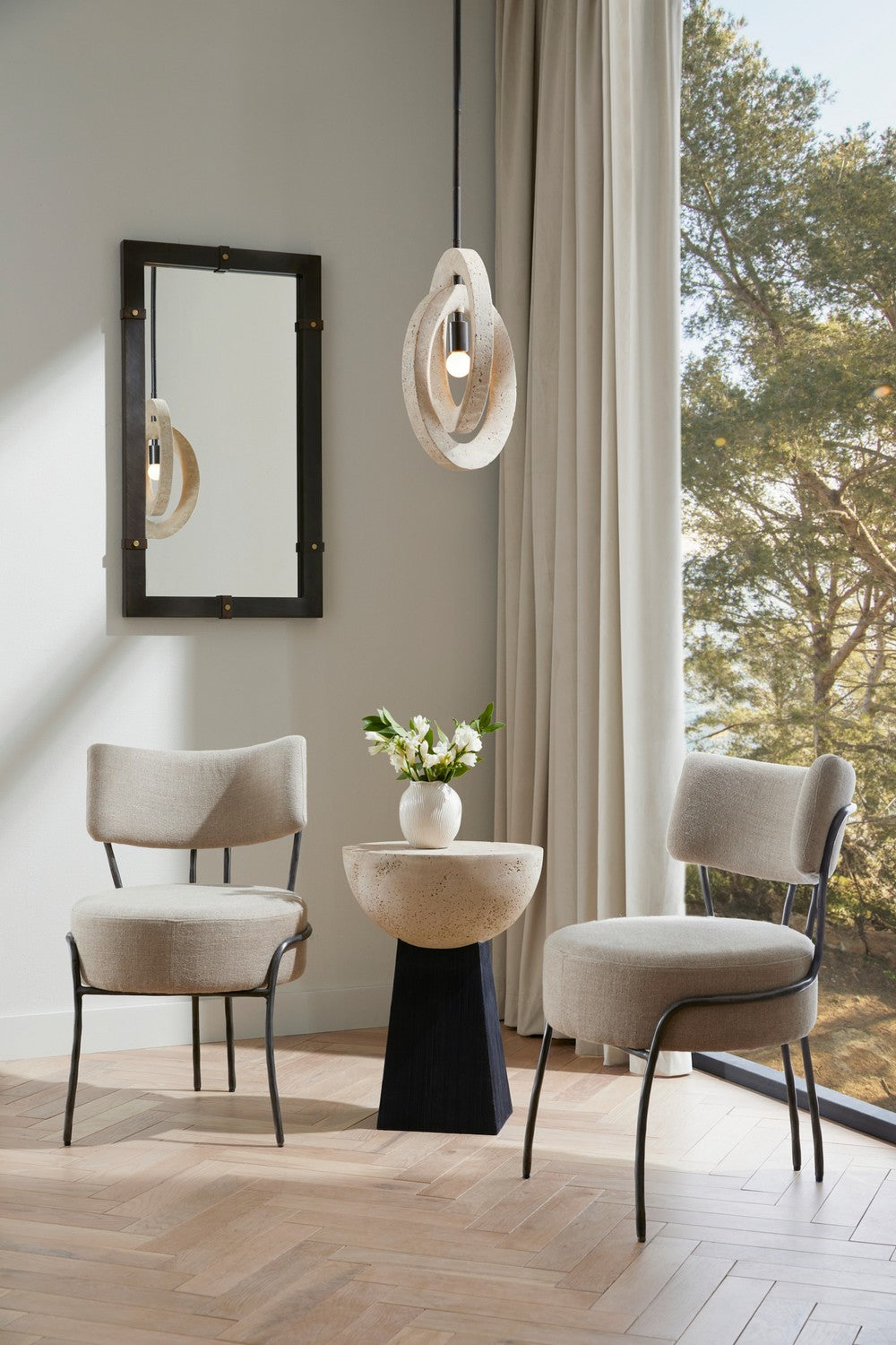 Accent Table from the Dorian collection in Chai Travertine/Black finish