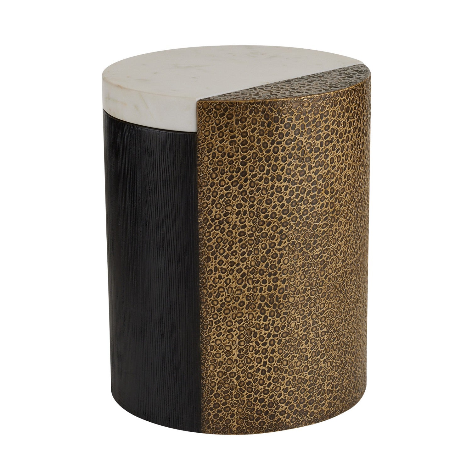 Accent Table from the Celestine collection in White/Antique Brass/Ebony finish