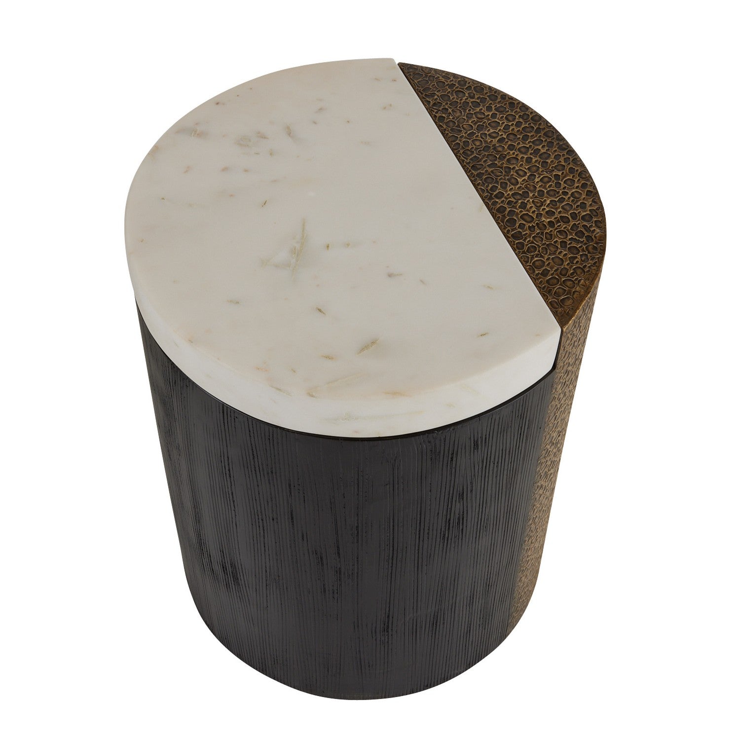 Accent Table from the Celestine collection in White/Antique Brass/Ebony finish