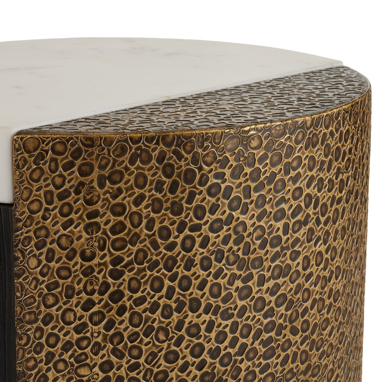 Accent Table from the Celestine collection in White/Antique Brass/Ebony finish