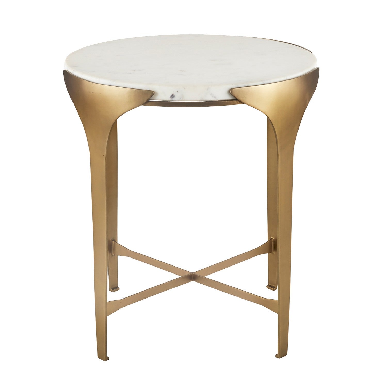 End Table from the Janine collection in White/Antique Brass finish