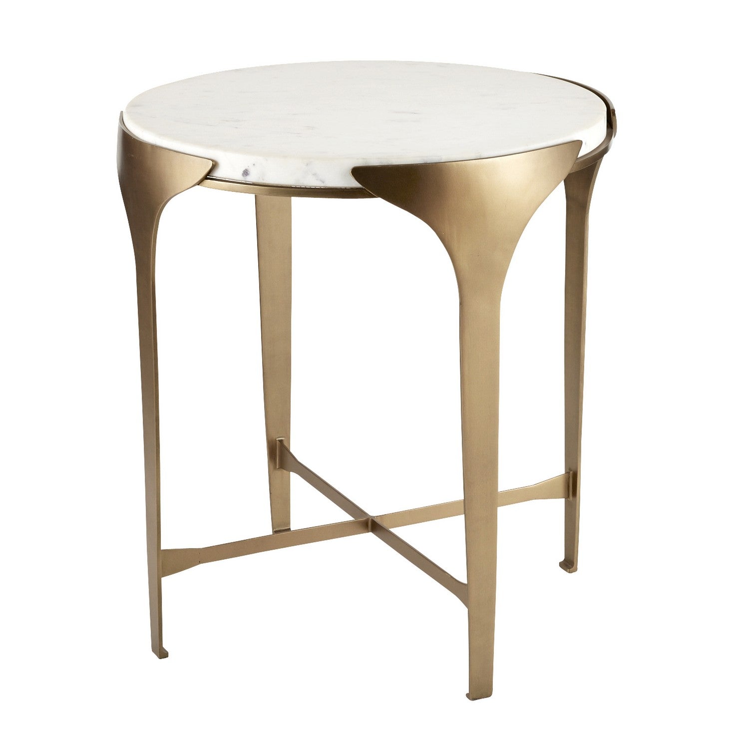 End Table from the Janine collection in White/Antique Brass finish