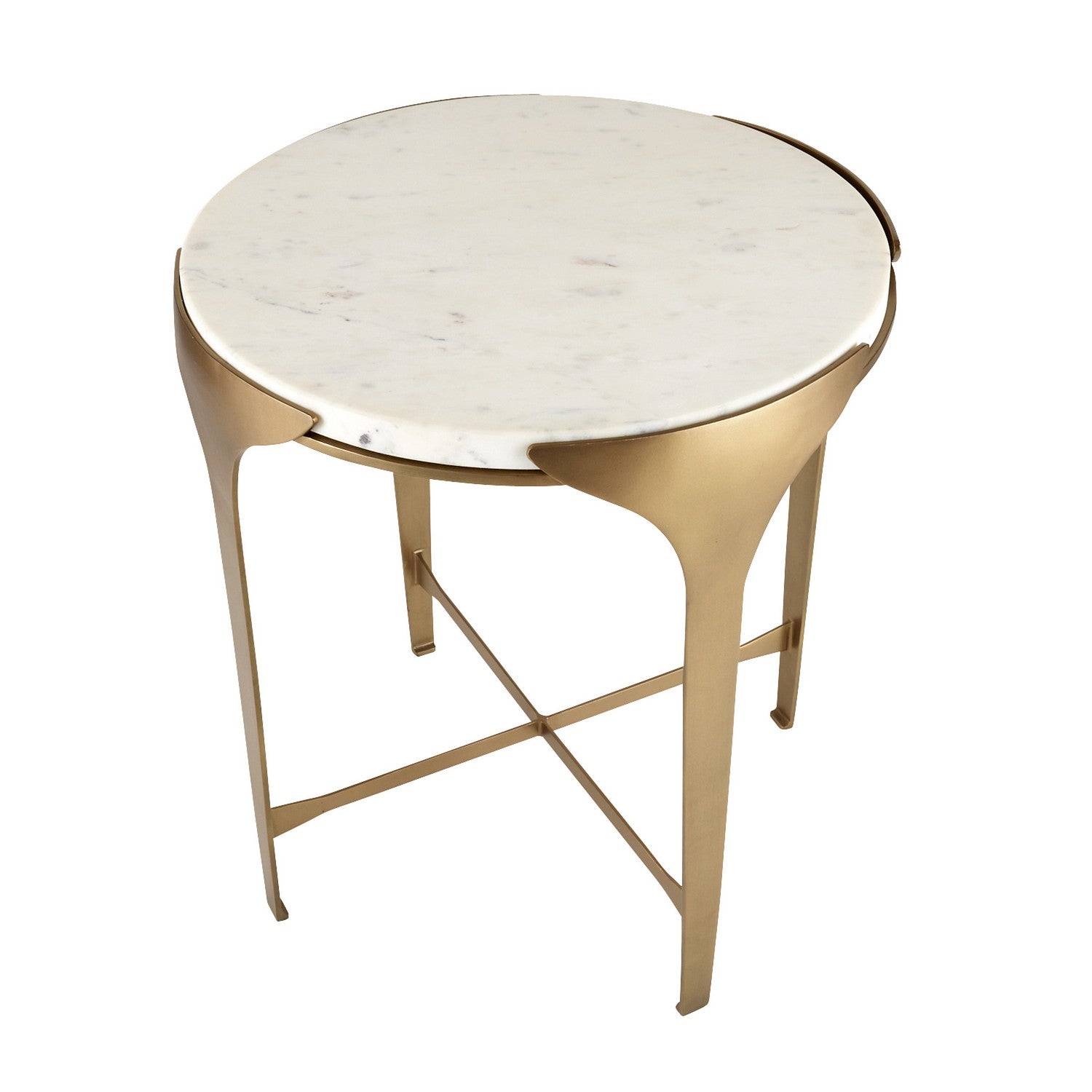 End Table from the Janine collection in White/Antique Brass finish