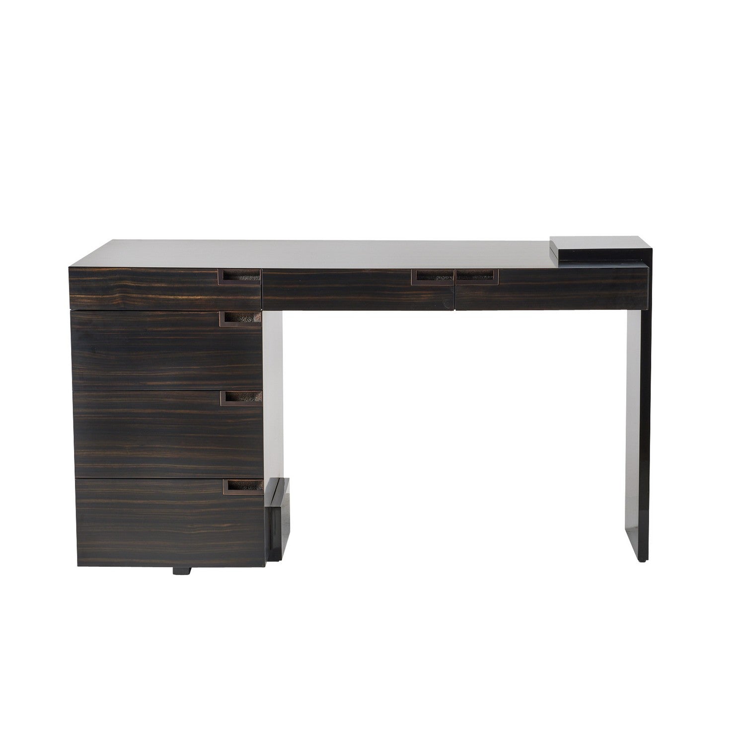 Desk from the Carmichael collection in Charcoal/Black Gloss Lacquer/Charcoal/Bronze finish