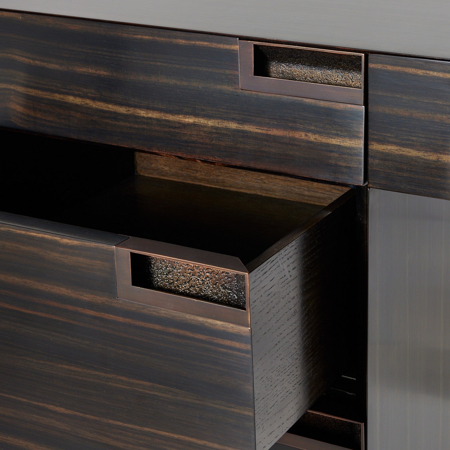 Desk from the Carmichael collection in Charcoal/Black Gloss Lacquer/Charcoal/Bronze finish