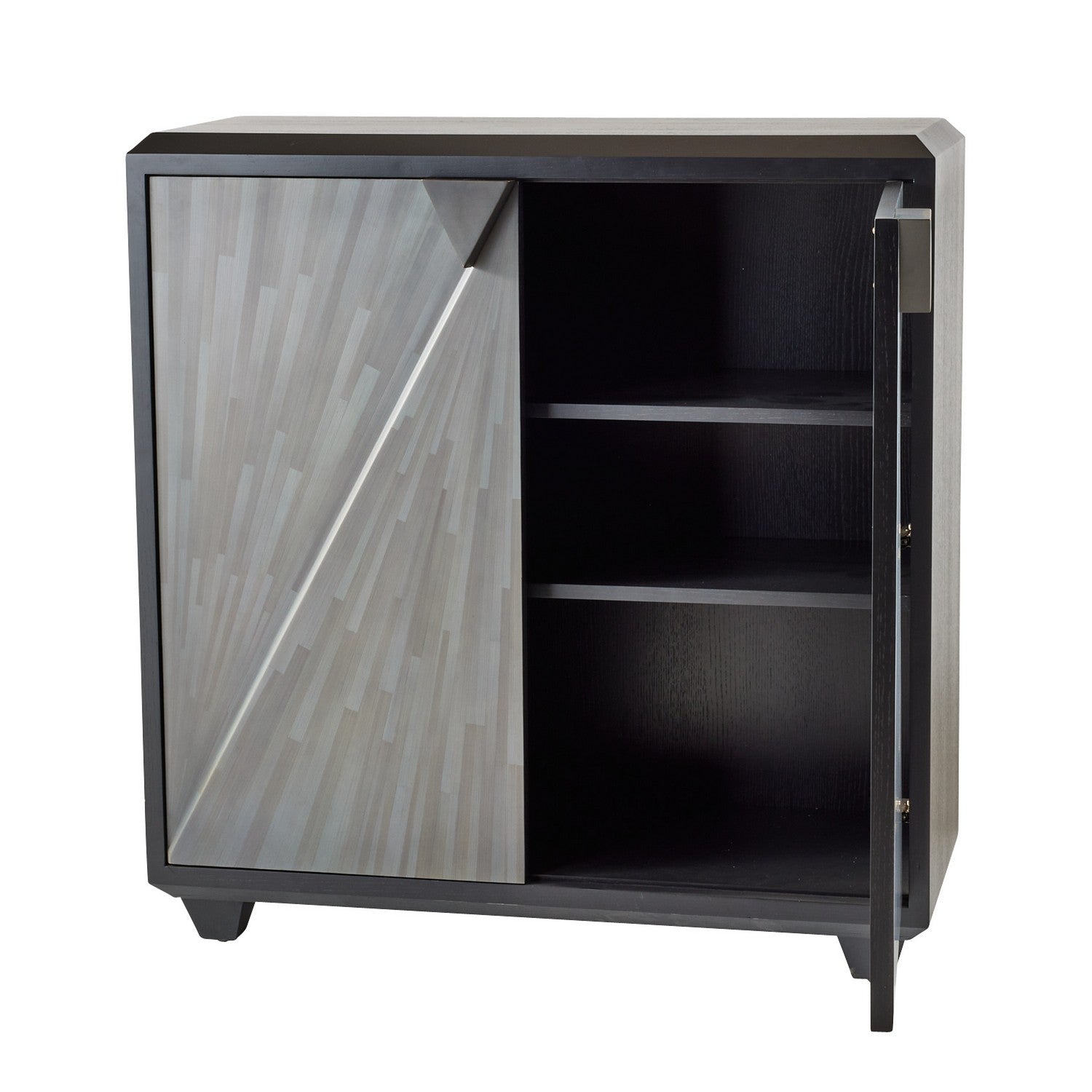 Cabinet from the Ellington collection in Gray Straw Marquetry/Ebony/Bronze finish