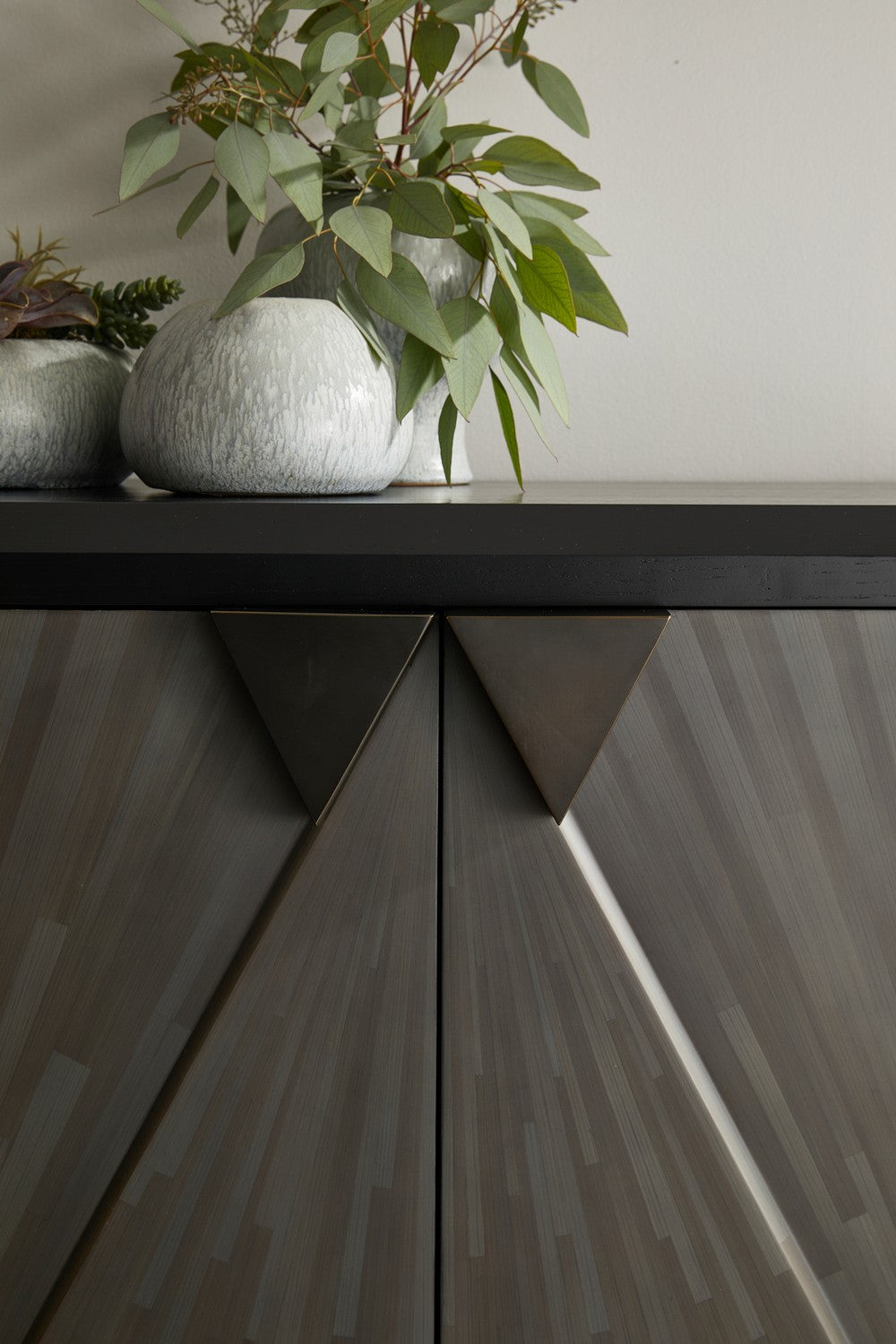 Cabinet from the Ellington collection in Gray Straw Marquetry/Ebony/Bronze finish