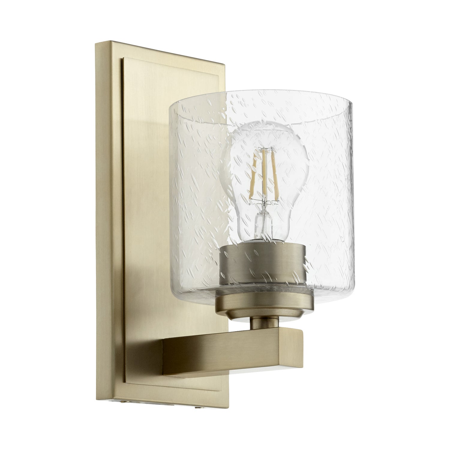 Quorum - 5669-1-280 - One Light Wall Mount - 5669 Cylinder Lighting Series - Aged Brass w/ Clear/Seeded