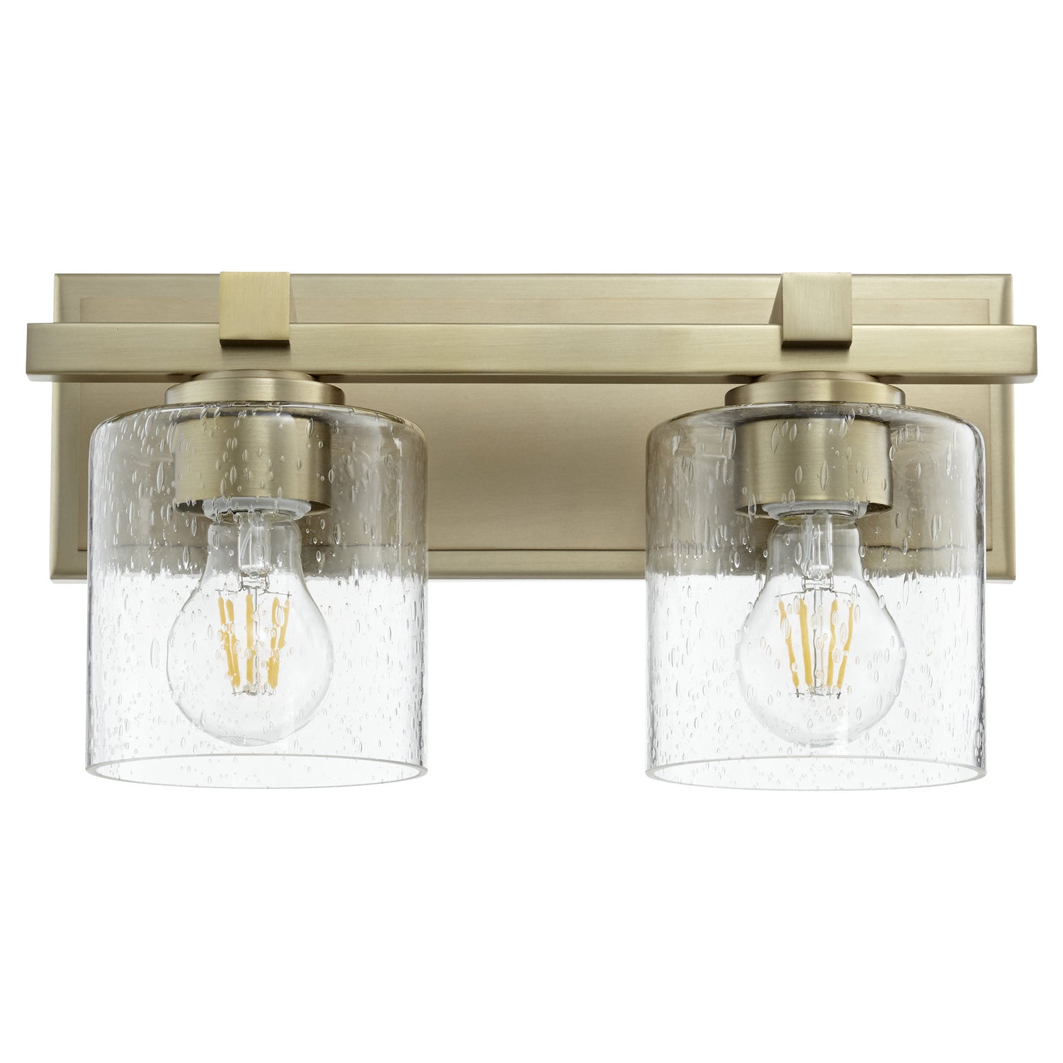 Quorum - 5669-2-280 - Two Light Wall Mount - 5669 Cylinder Lighting Series - Aged Brass w/ Clear/Seeded