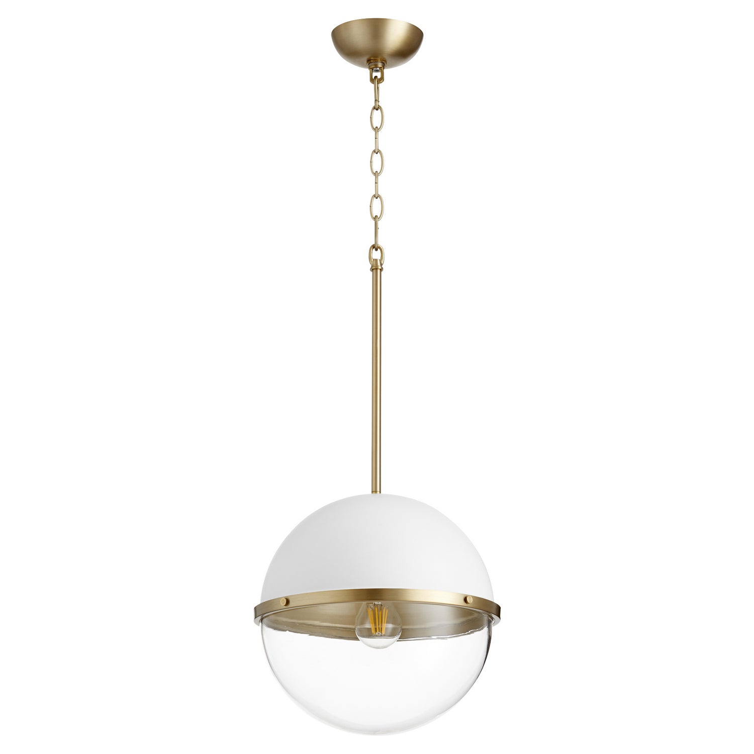Quorum - 83-12-0880 - One Light Pendant - Sphere Pendants - Studio White w/ Aged Brass