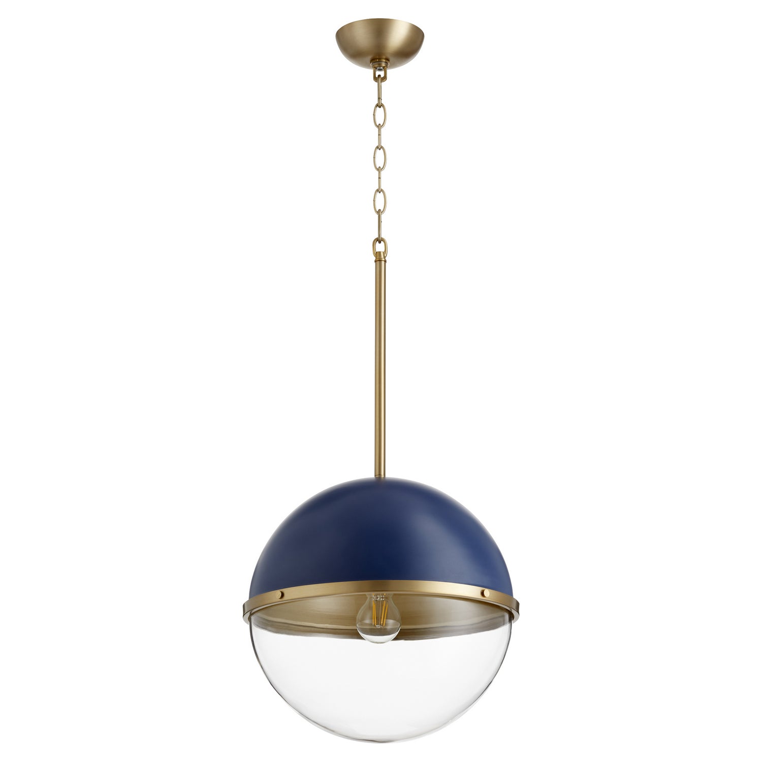 Quorum - 83-12-3280 - One Light Pendant - Sphere Pendants - Blue w/ Aged Brass