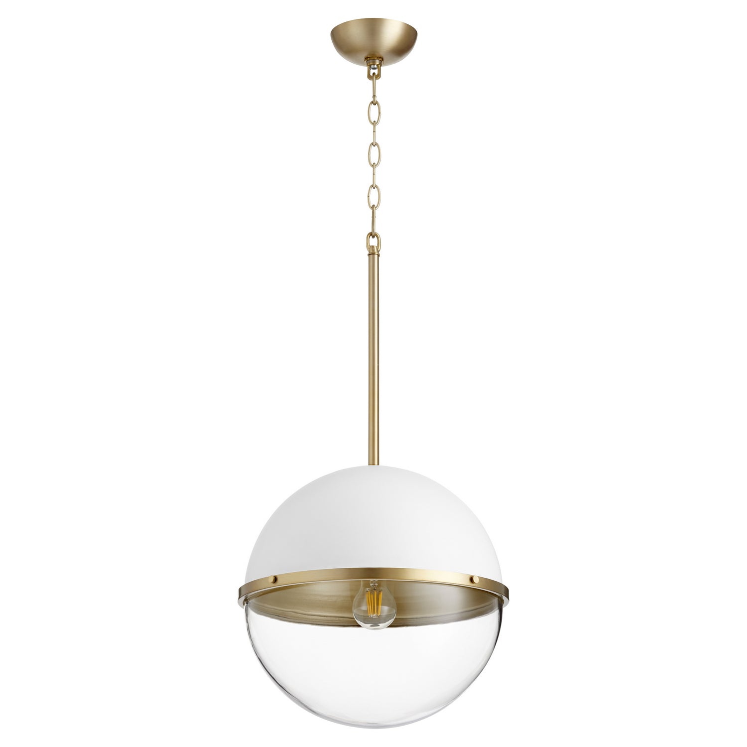 Quorum - 83-14-0880 - One Light Pendant - Sphere Pendants - Studio White w/ Aged Brass